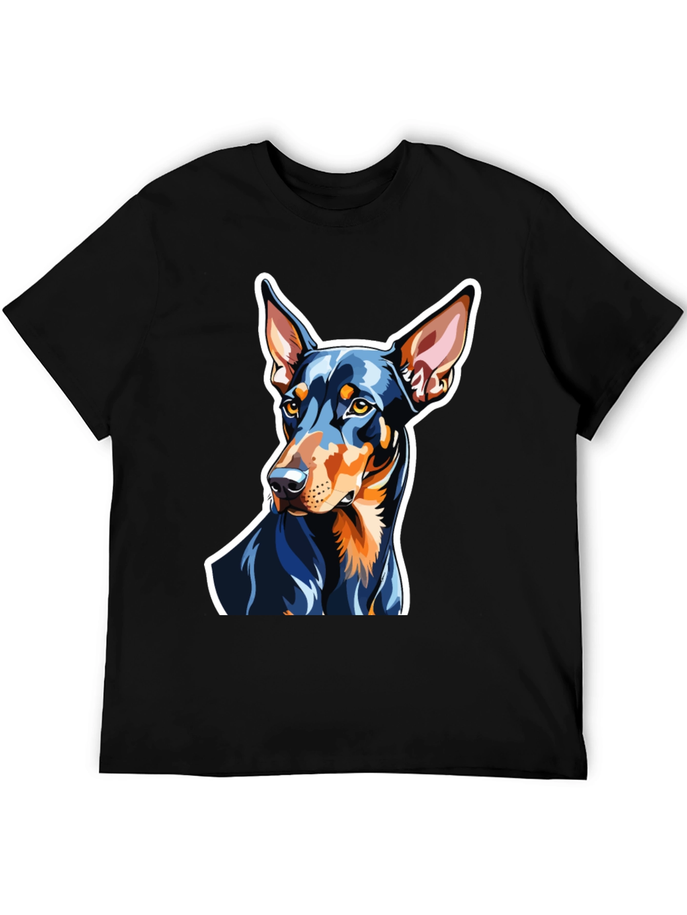 Doberman Dog Graphic Print Black T-Shirt