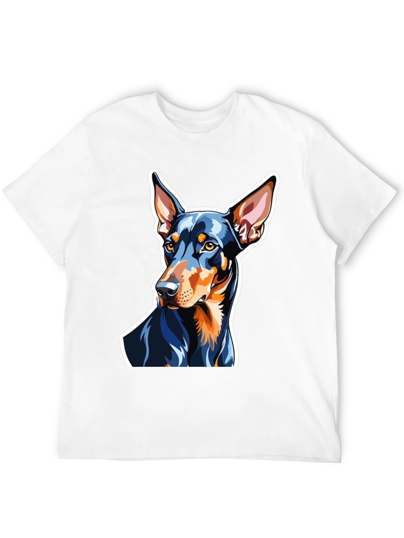 Doberman Dog Graphic Print Black T-Shirt
