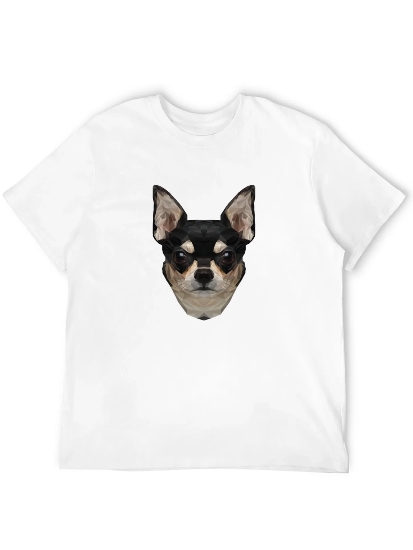 Geometric Chihuahua Print Black T-Shirt