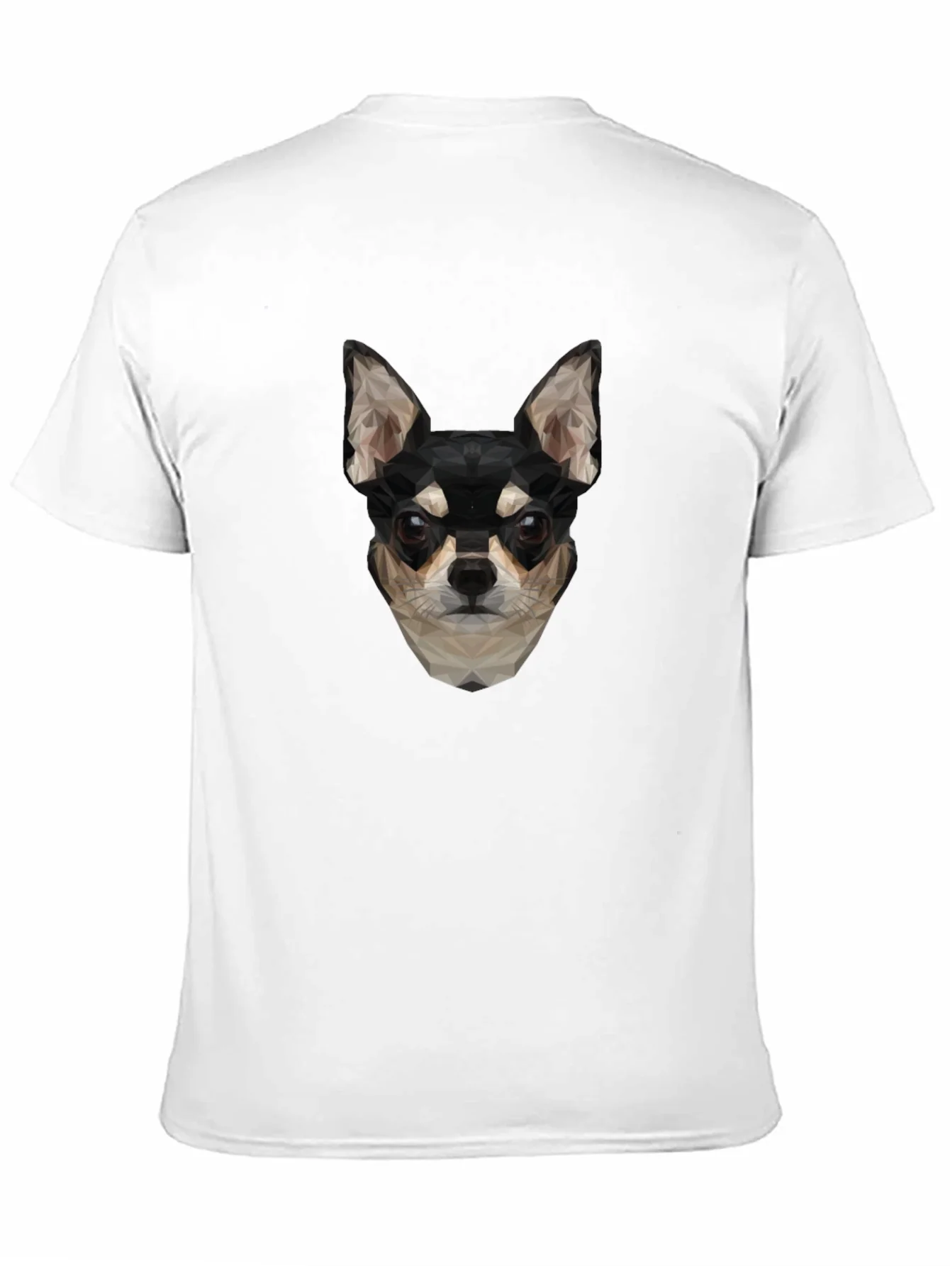Geometric Chihuahua Print Black T-Shirt