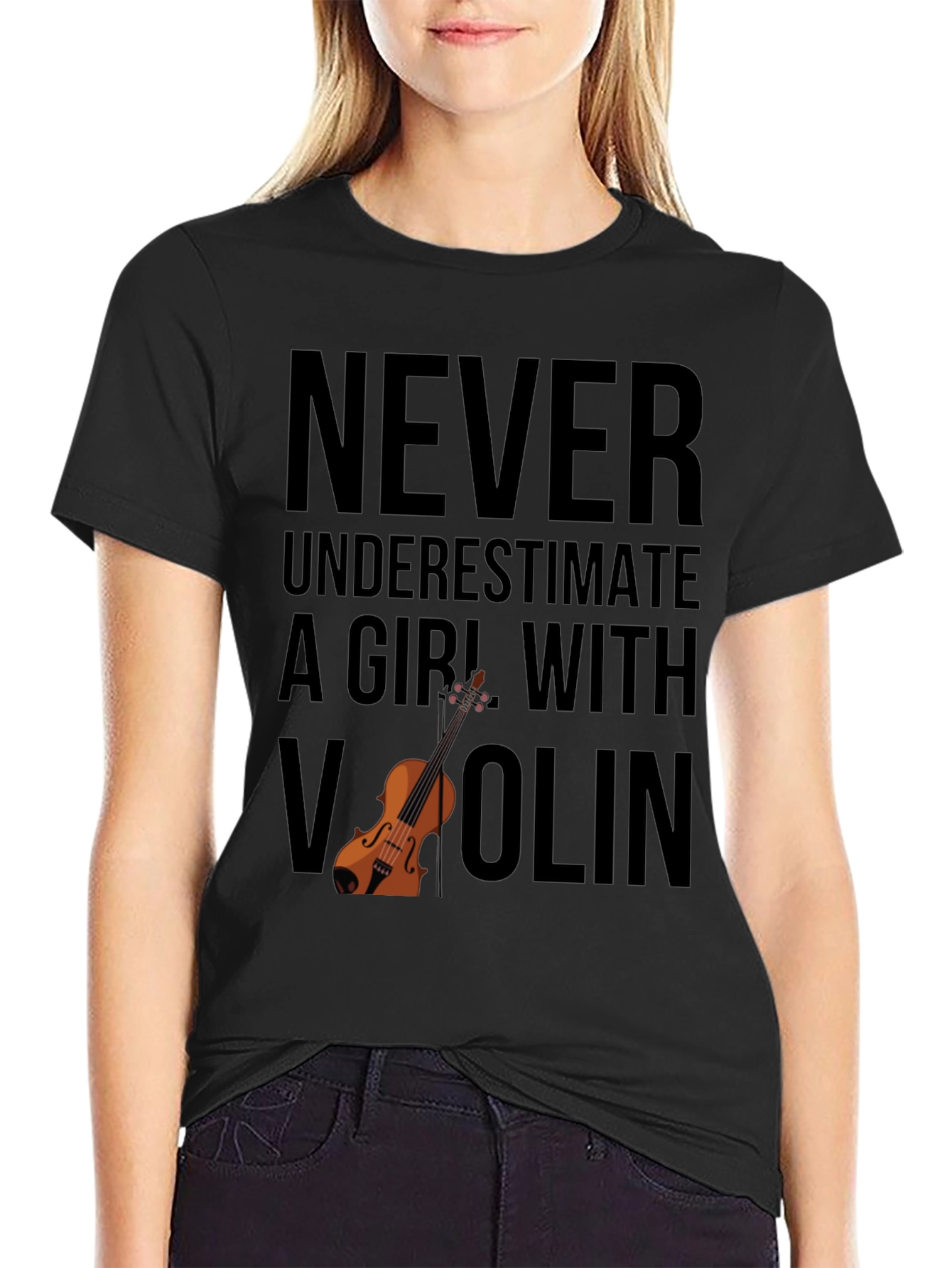 Never Underestimate Girl With Violin T-Shirt