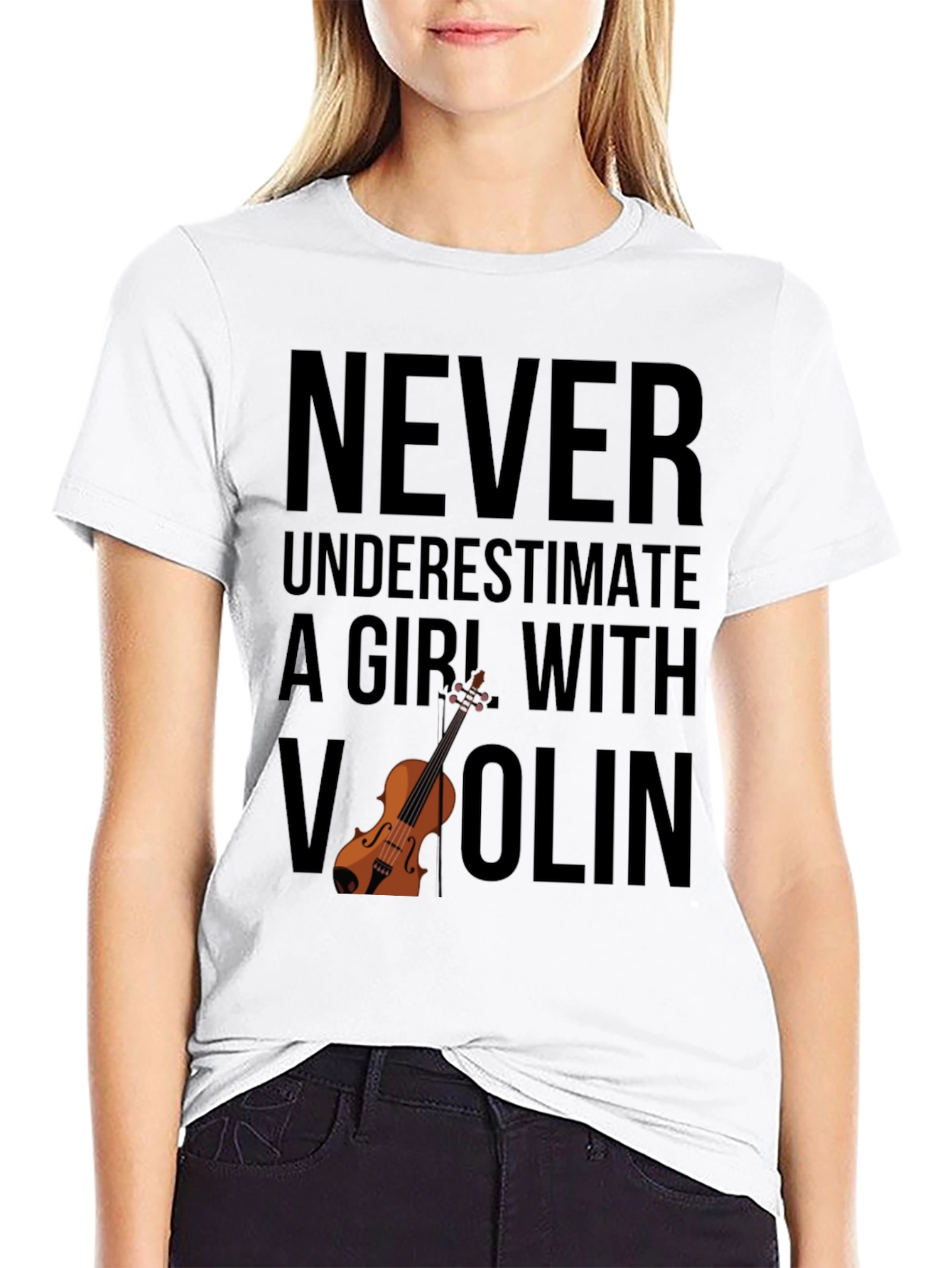 Never Underestimate Girl With Violin T-Shirt
