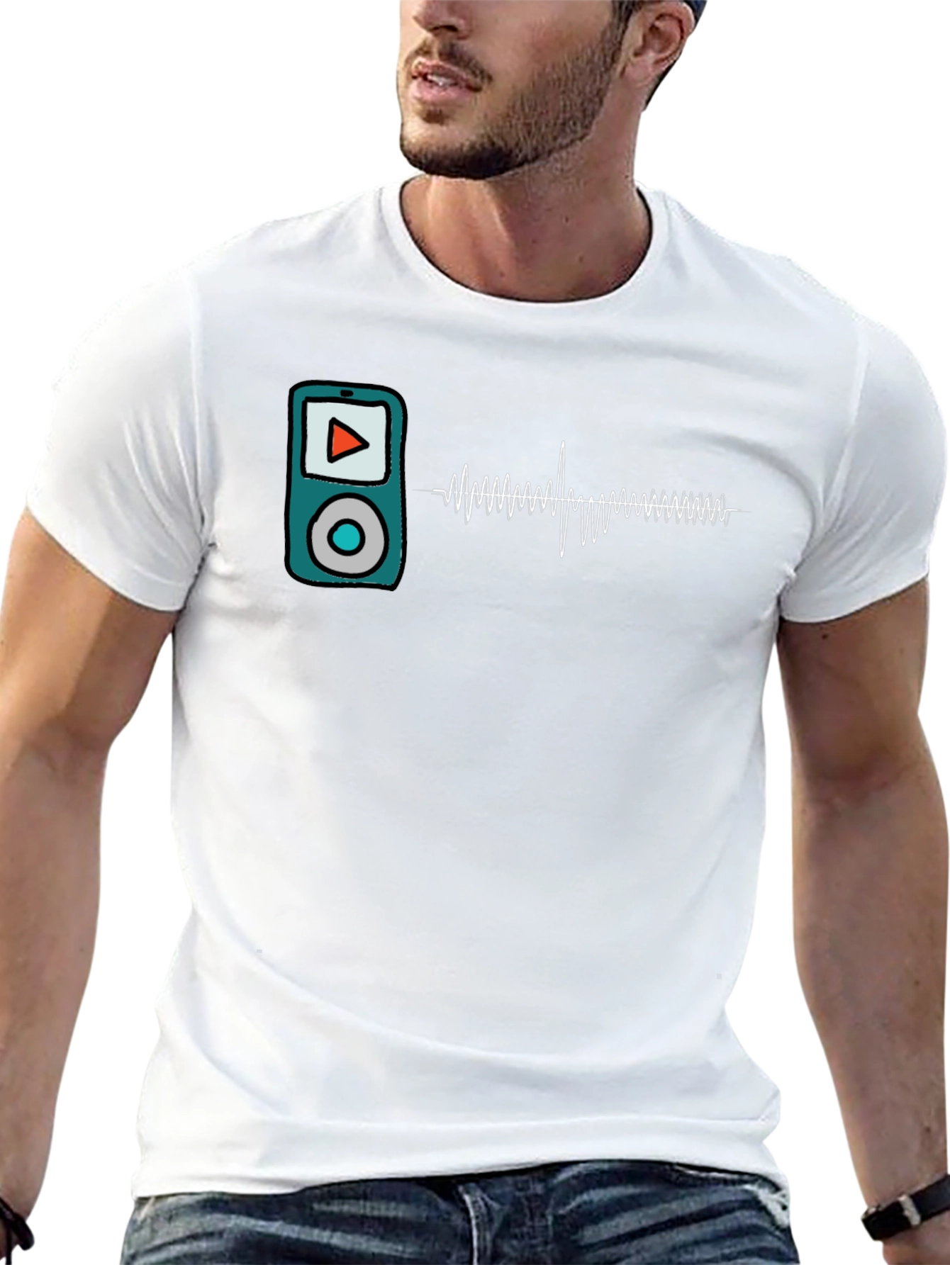 Retro Music Player T-Shirt - Sound Wave Design