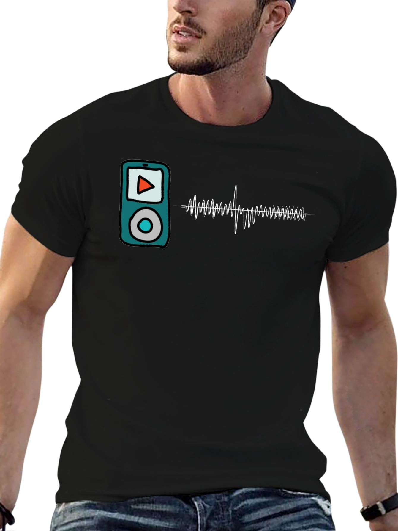 Retro Music Player T-Shirt - Sound Wave Design