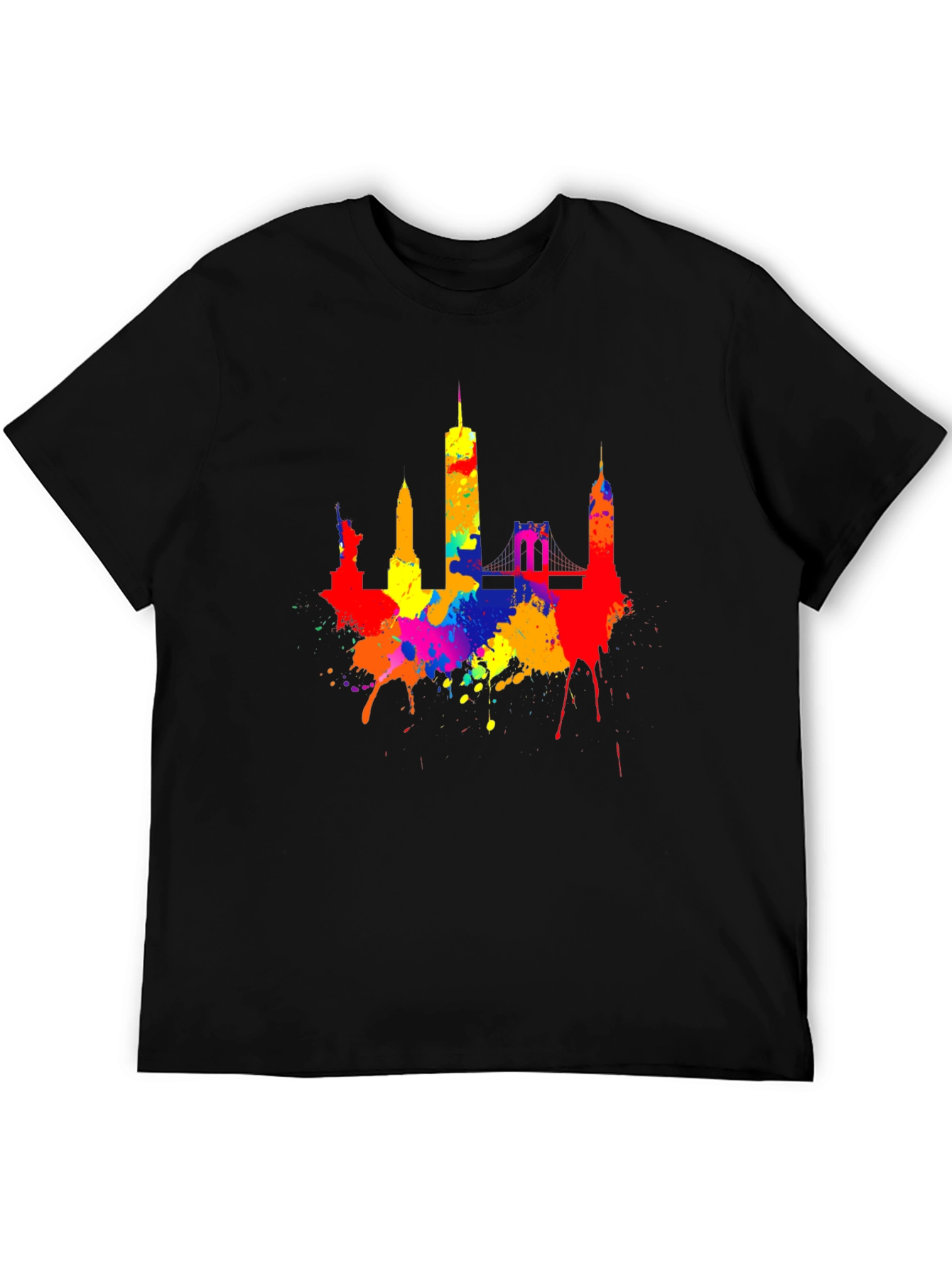 Vibrant NYC Skyline Paint Splatter T-Shirt