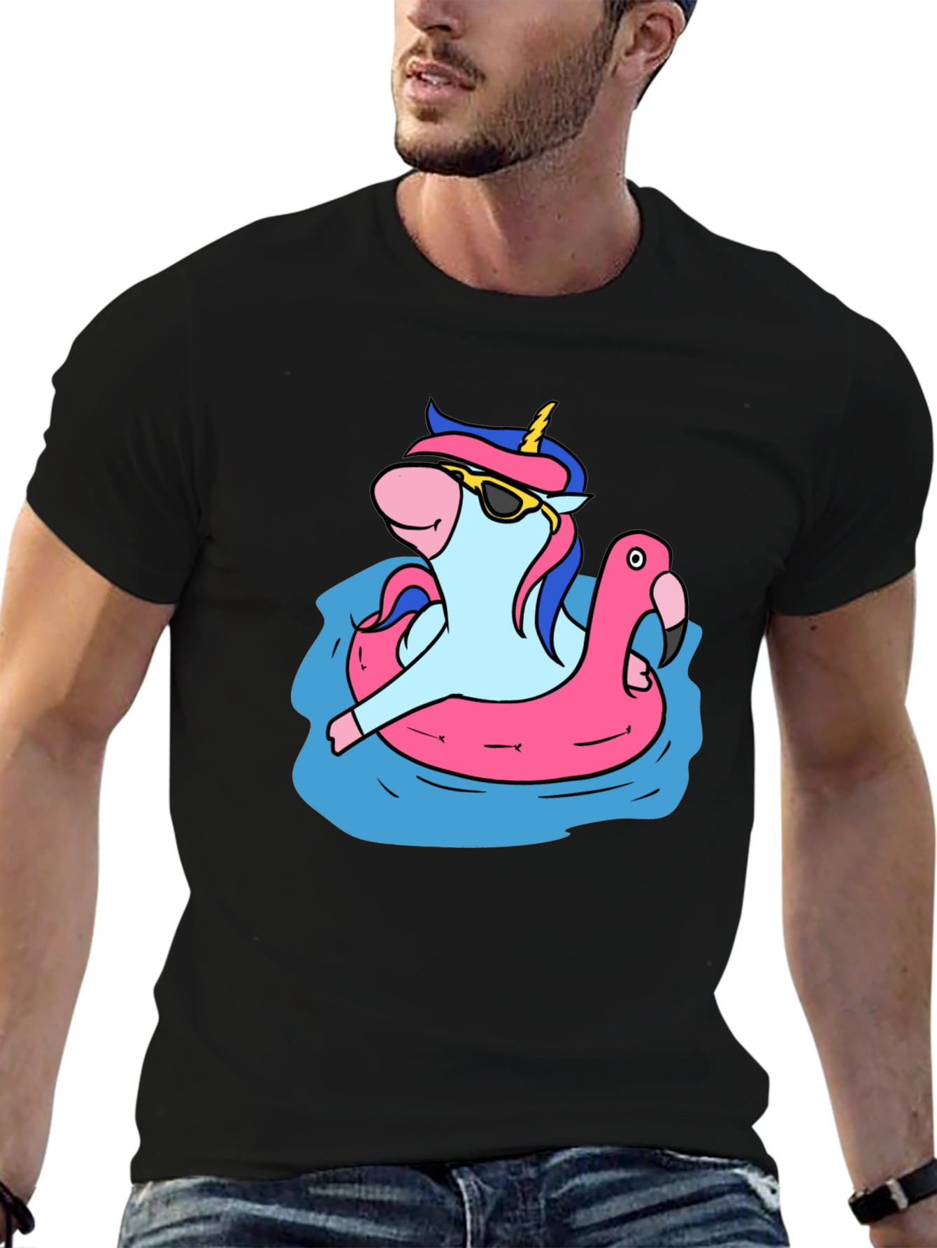 Unicorn in Flamingo Float Tee