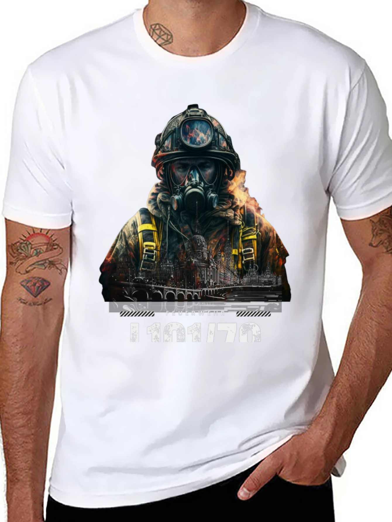 Firefighter T-Shirt - Dramatic Rescue Design