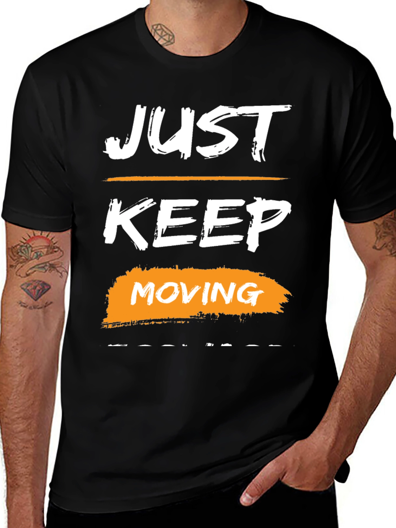 Just Keep Moving Graphic Tee - Motivational Black T-Shirt