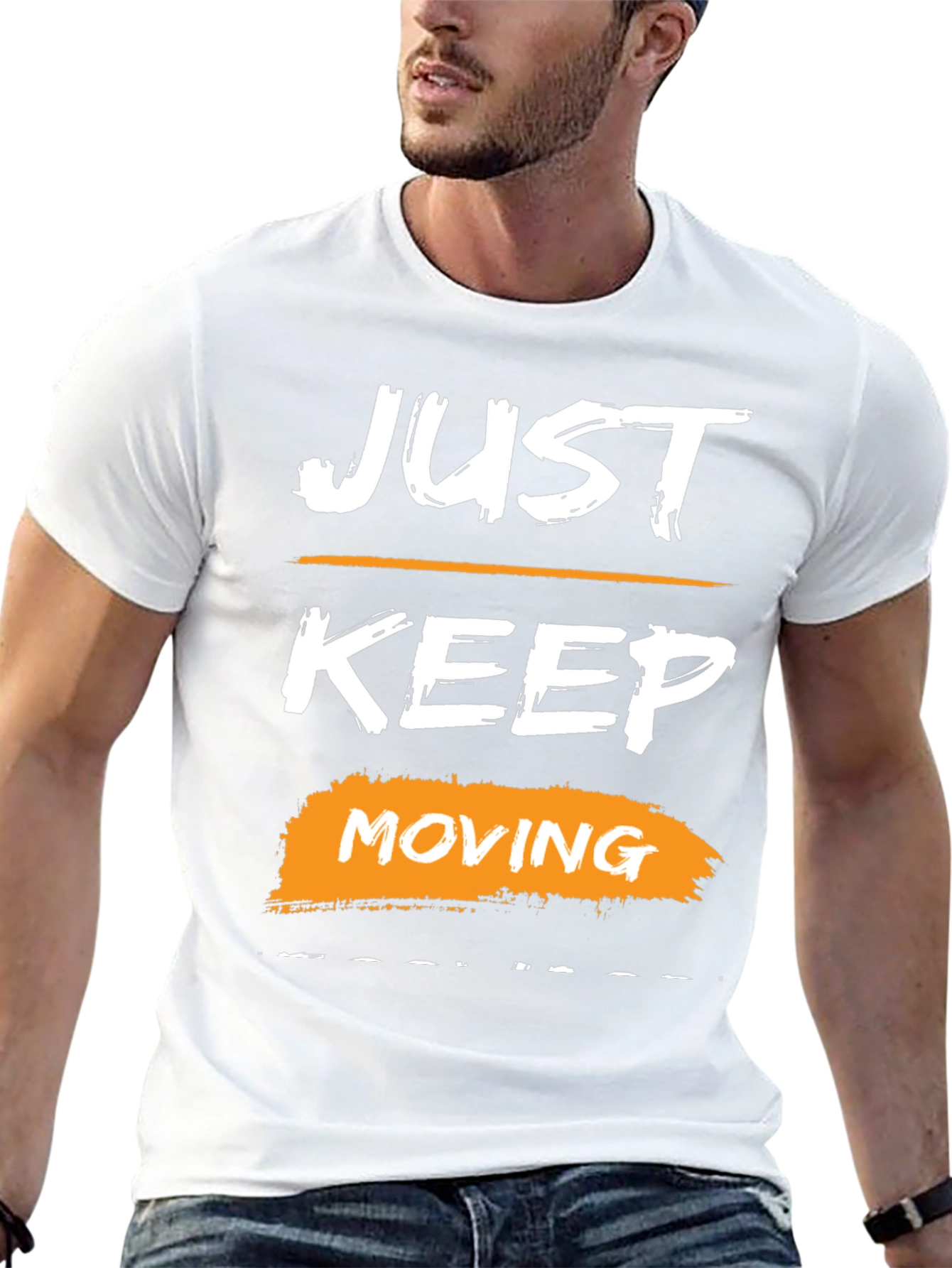 Just Keep Moving Graphic Tee - Motivational Black T-Shirt