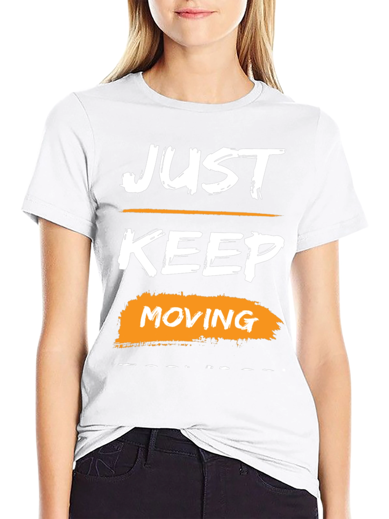 Just Keep Moving Graphic Tee - Motivational Black T-Shirt