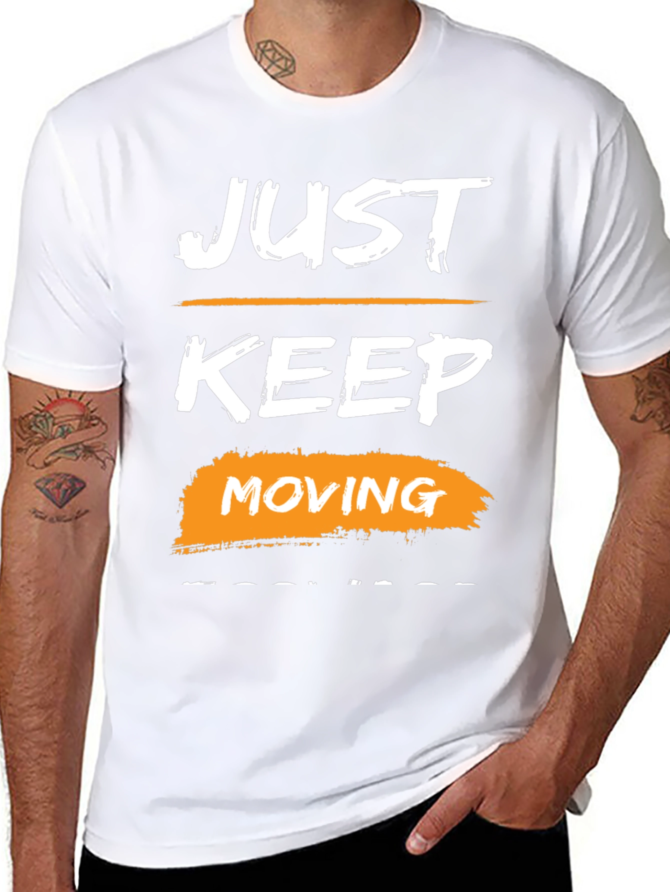 Just Keep Moving Graphic Tee - Motivational Black T-Shirt