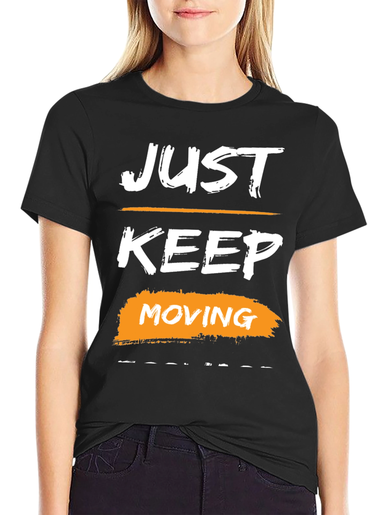 Just Keep Moving Graphic Tee - Motivational Black T-Shirt