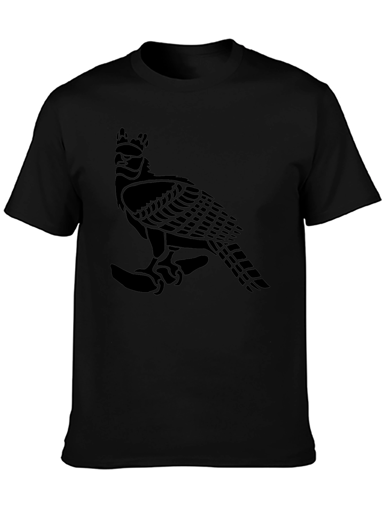 Black T-Shirt with Eagle Graphic Print