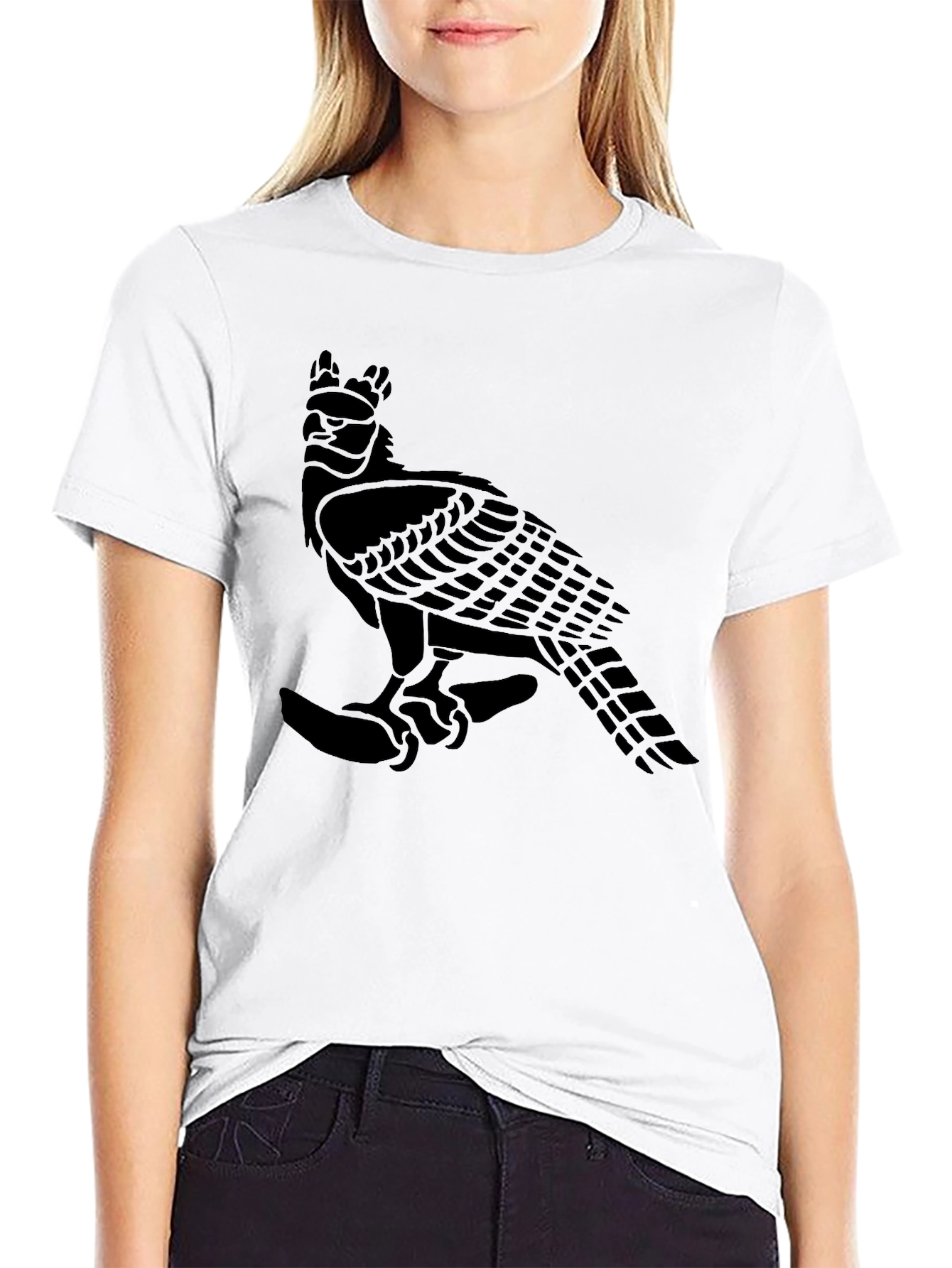 Black T-Shirt with Eagle Graphic Print