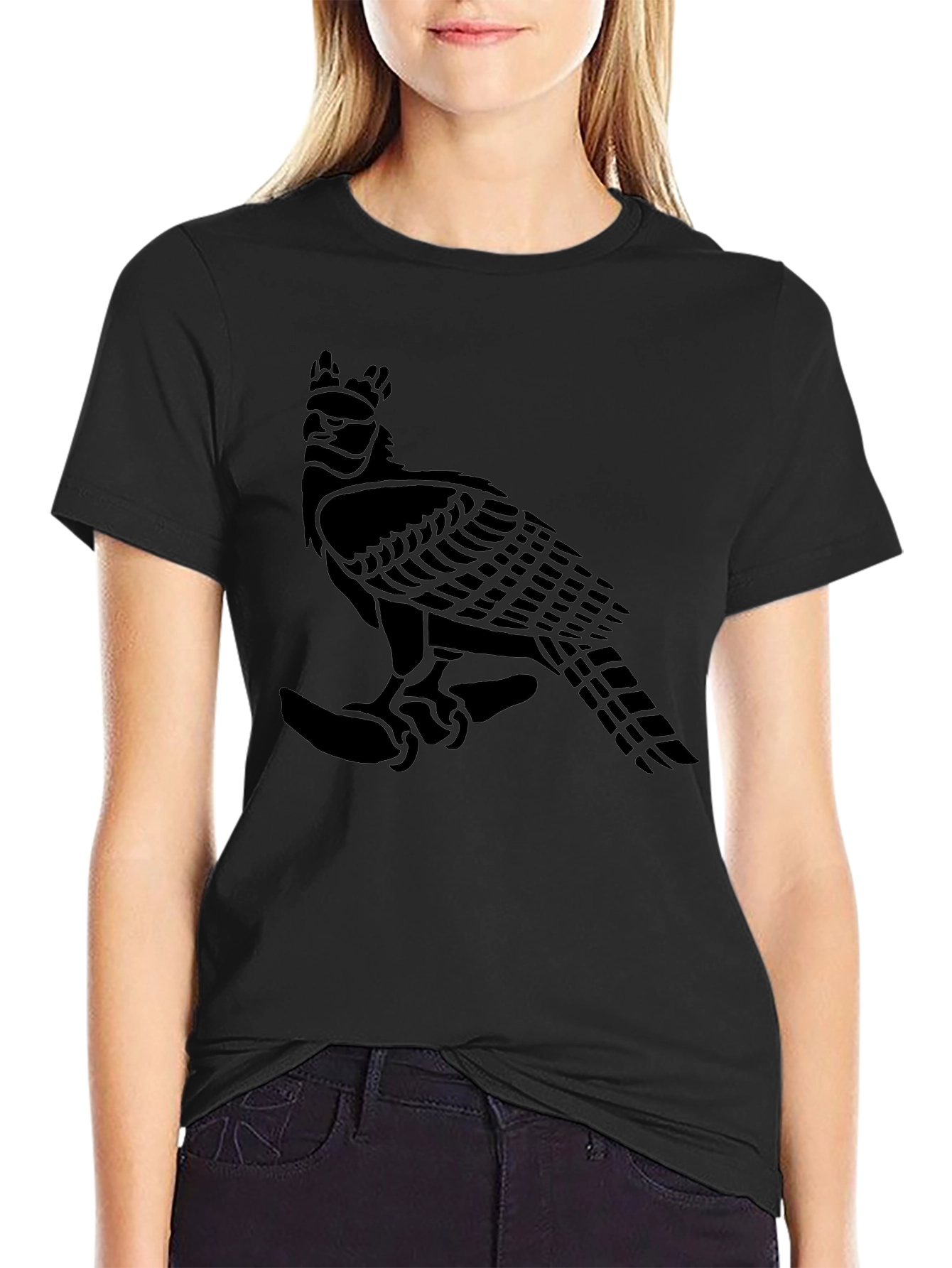 Black T-Shirt with Eagle Graphic Print