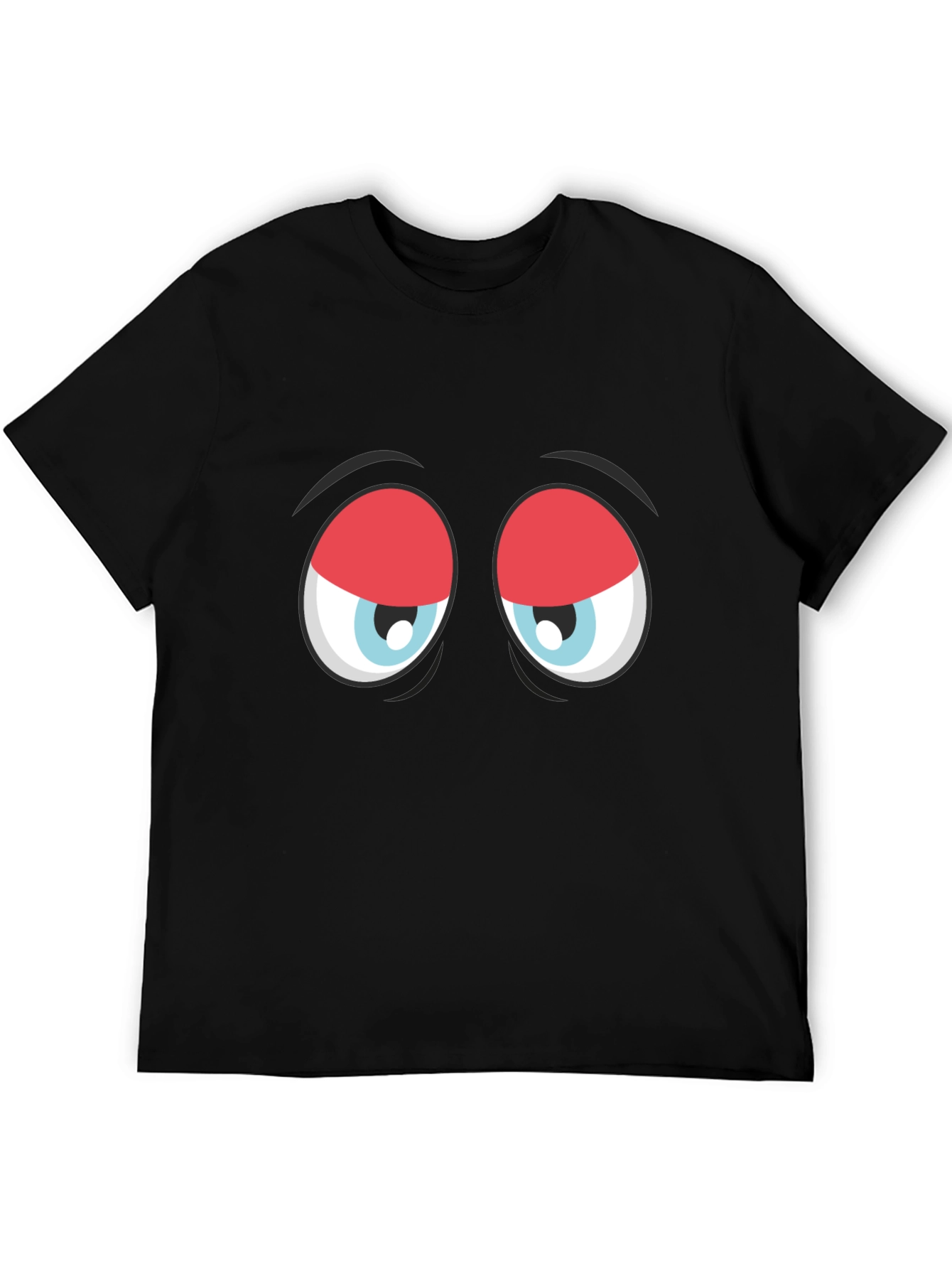 Funny Sleepy Eyes Graphic T-Shirt - Black