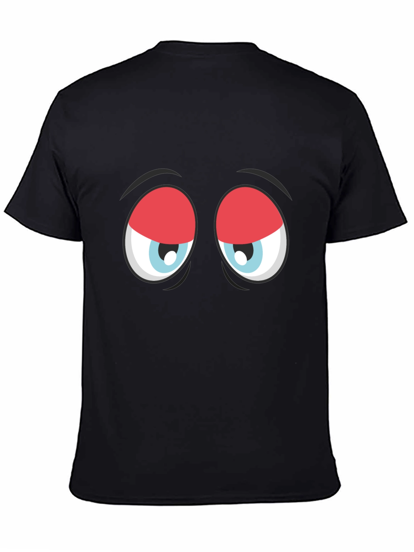 Funny Sleepy Eyes Graphic T-Shirt - Black