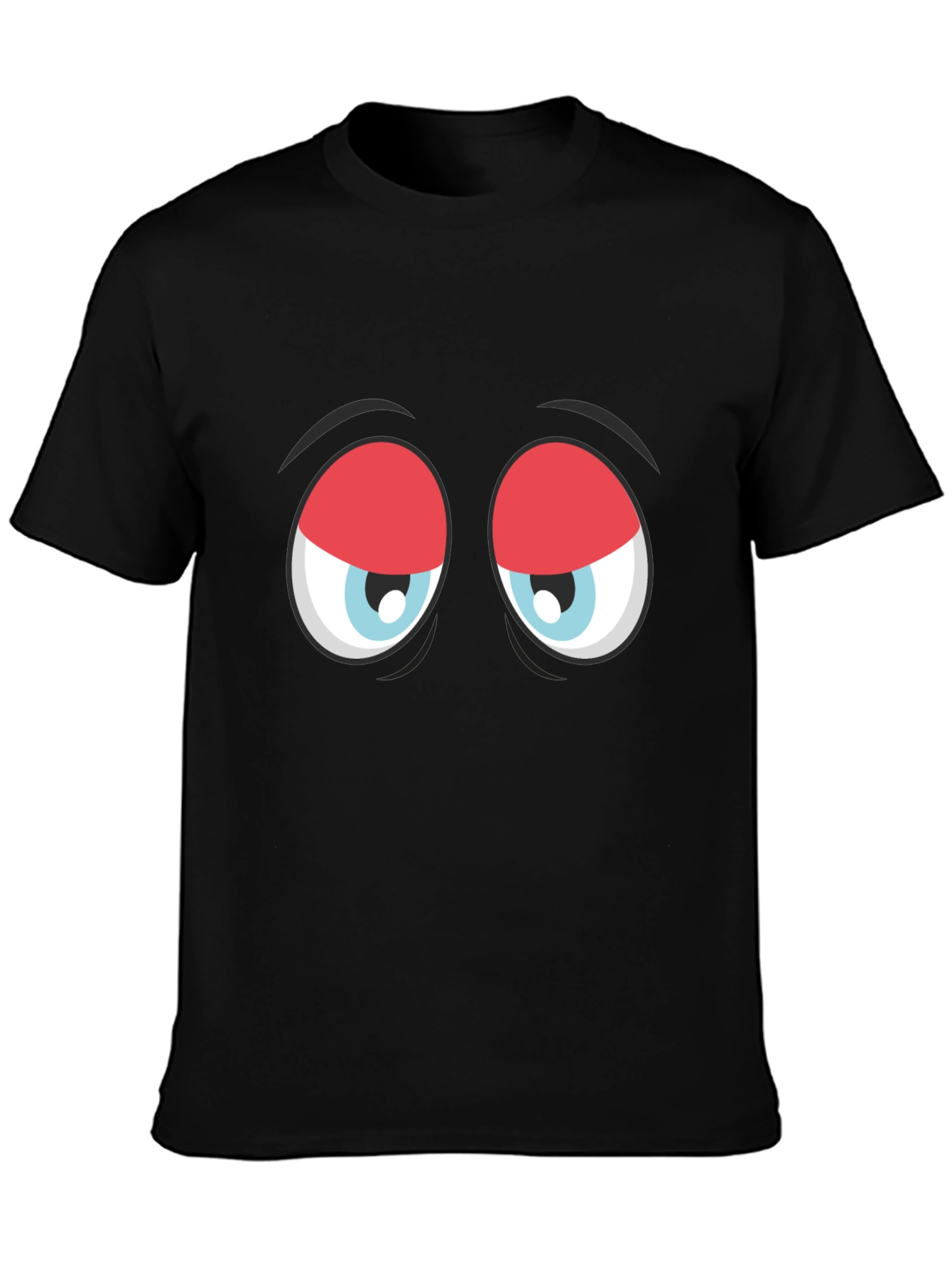 Funny Sleepy Eyes Graphic T-Shirt - Black