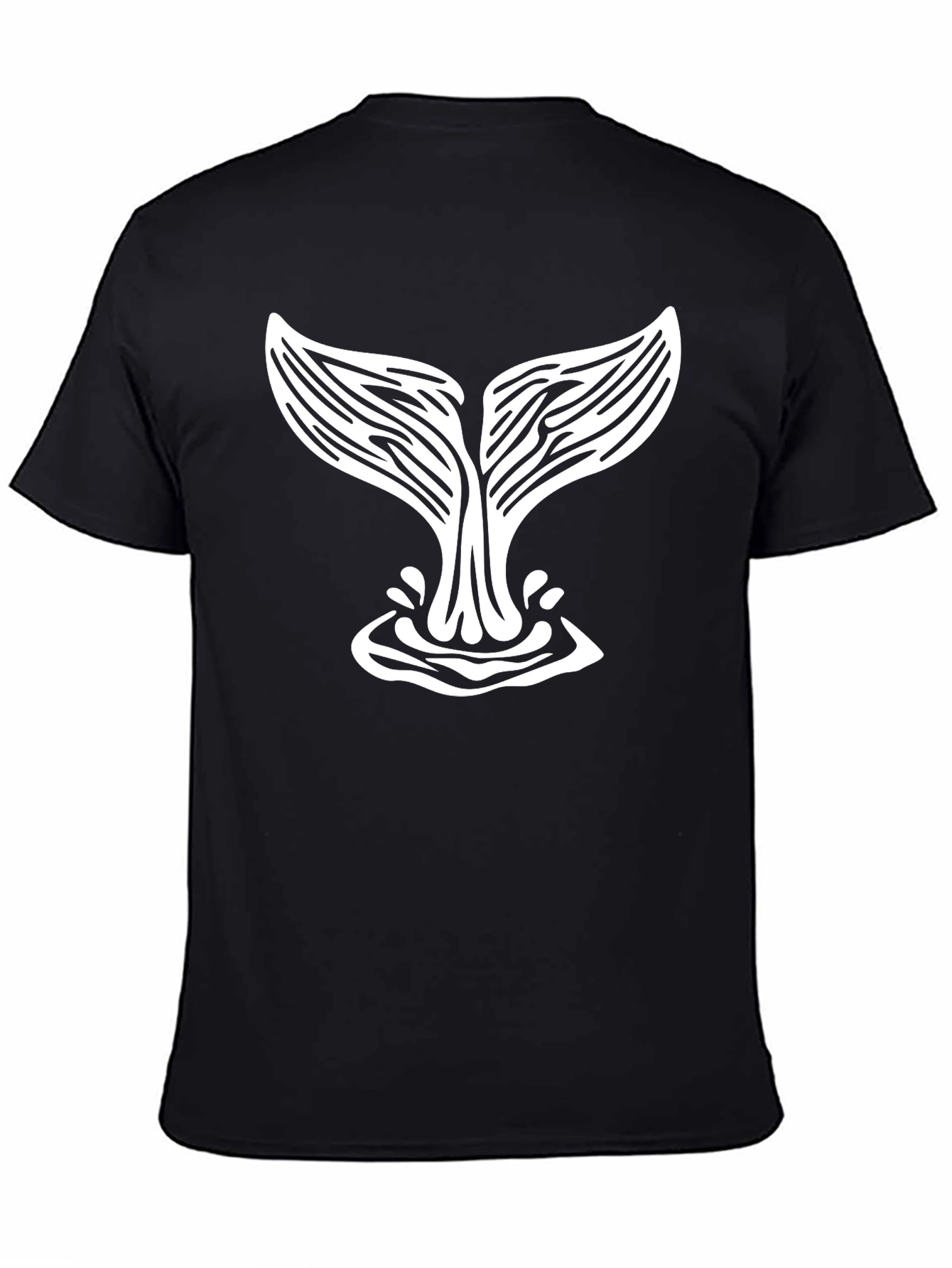 Whale Tail Graphic Tee - Black Cotton T-Shirt