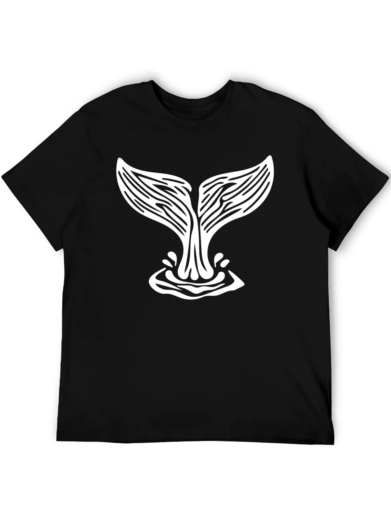 Whale Tail Graphic Tee - Black Cotton T-Shirt