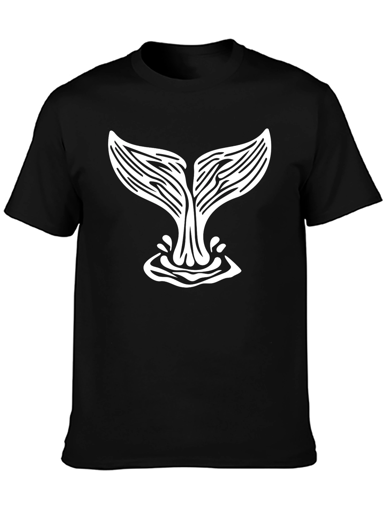 Whale Tail Graphic Tee - Black Cotton T-Shirt