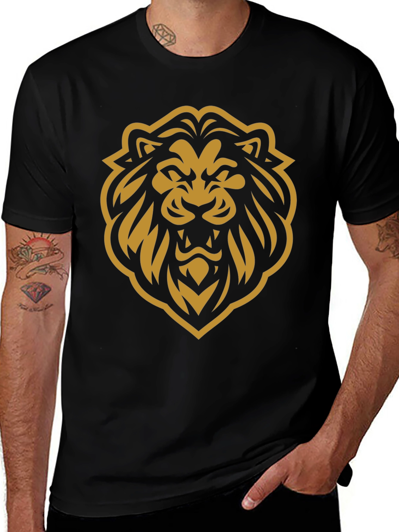 Bold Lion Graphic T-Shirt - Black