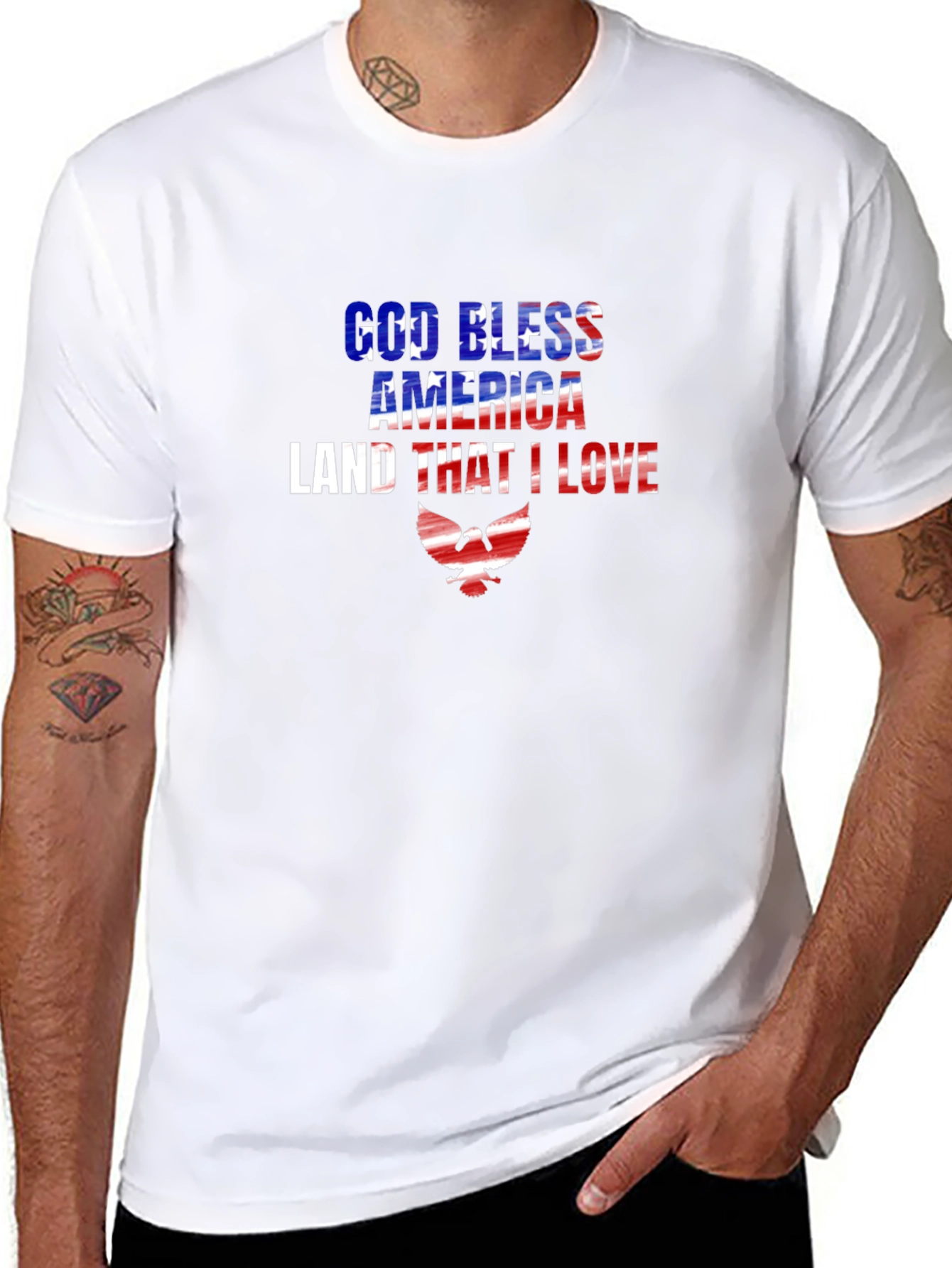 God Bless America T-Shirt Patriotic USA Flag Eagle