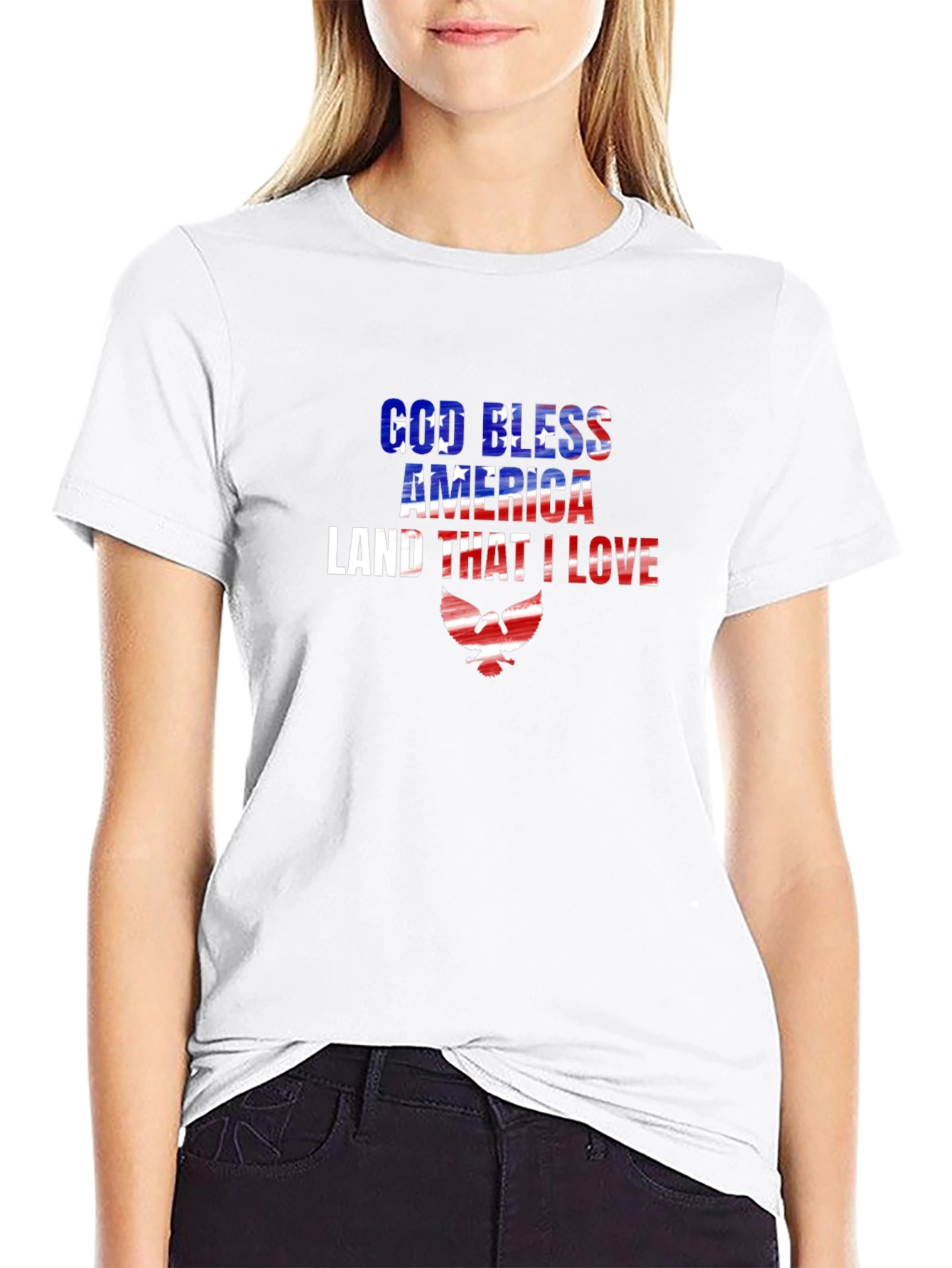 God Bless America T-Shirt Patriotic USA Flag Eagle