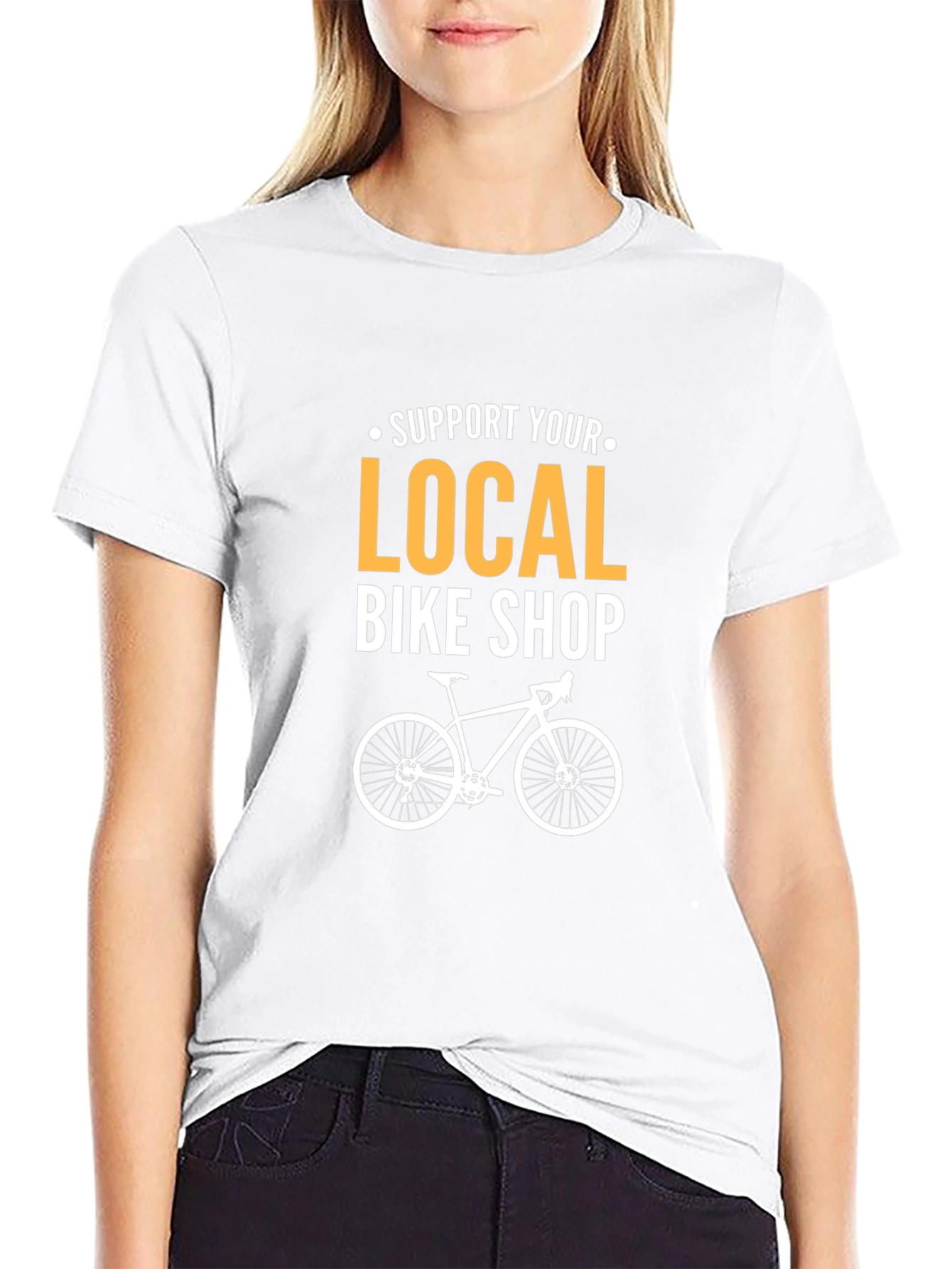 Support Local Bike Shop Black T-Shirt