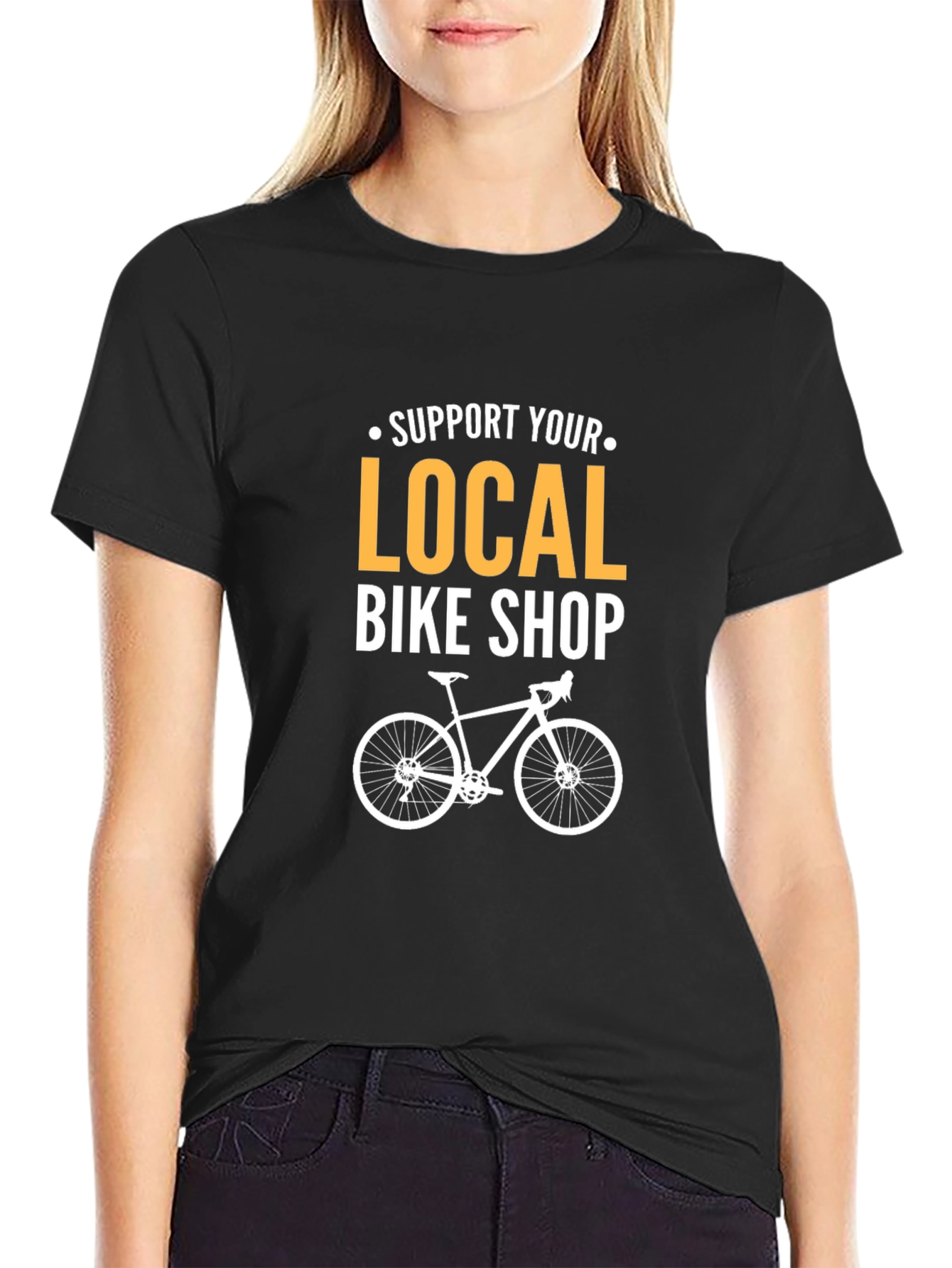 Support Local Bike Shop Black T-Shirt