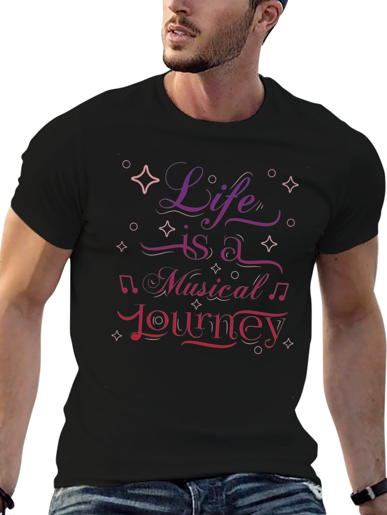 Life is a Musical Journey Graphic Tee - Black