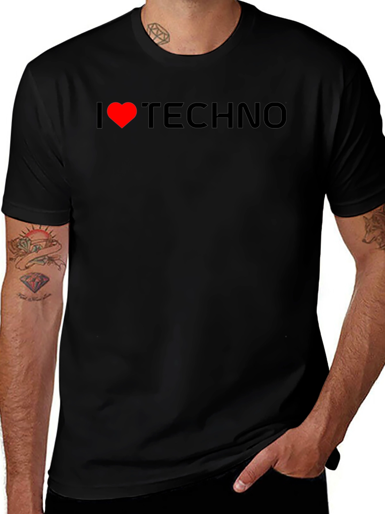 I Love Techno Black T-Shirt