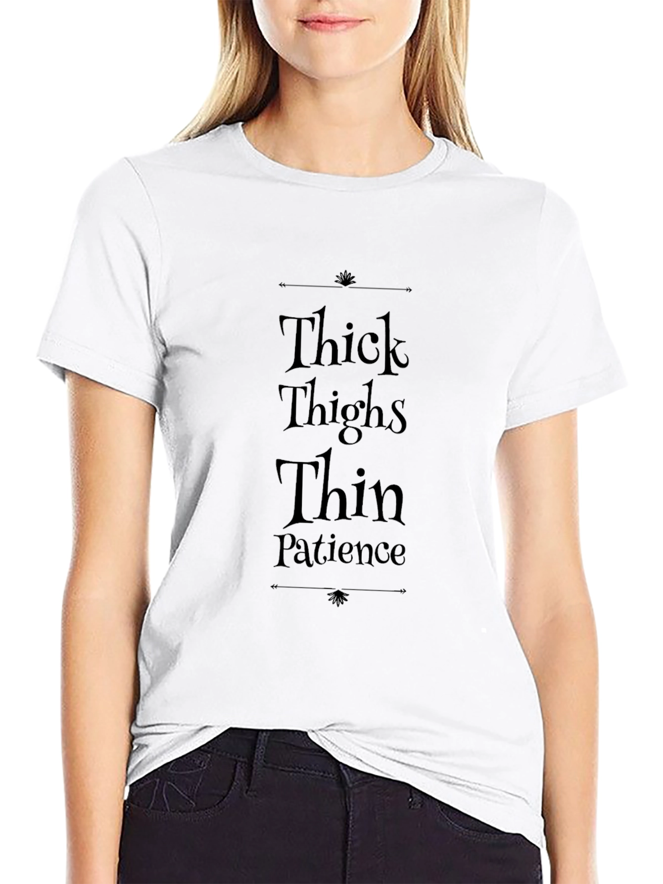 Thick Thighs Thin Patience Black Graphic T-Shirt