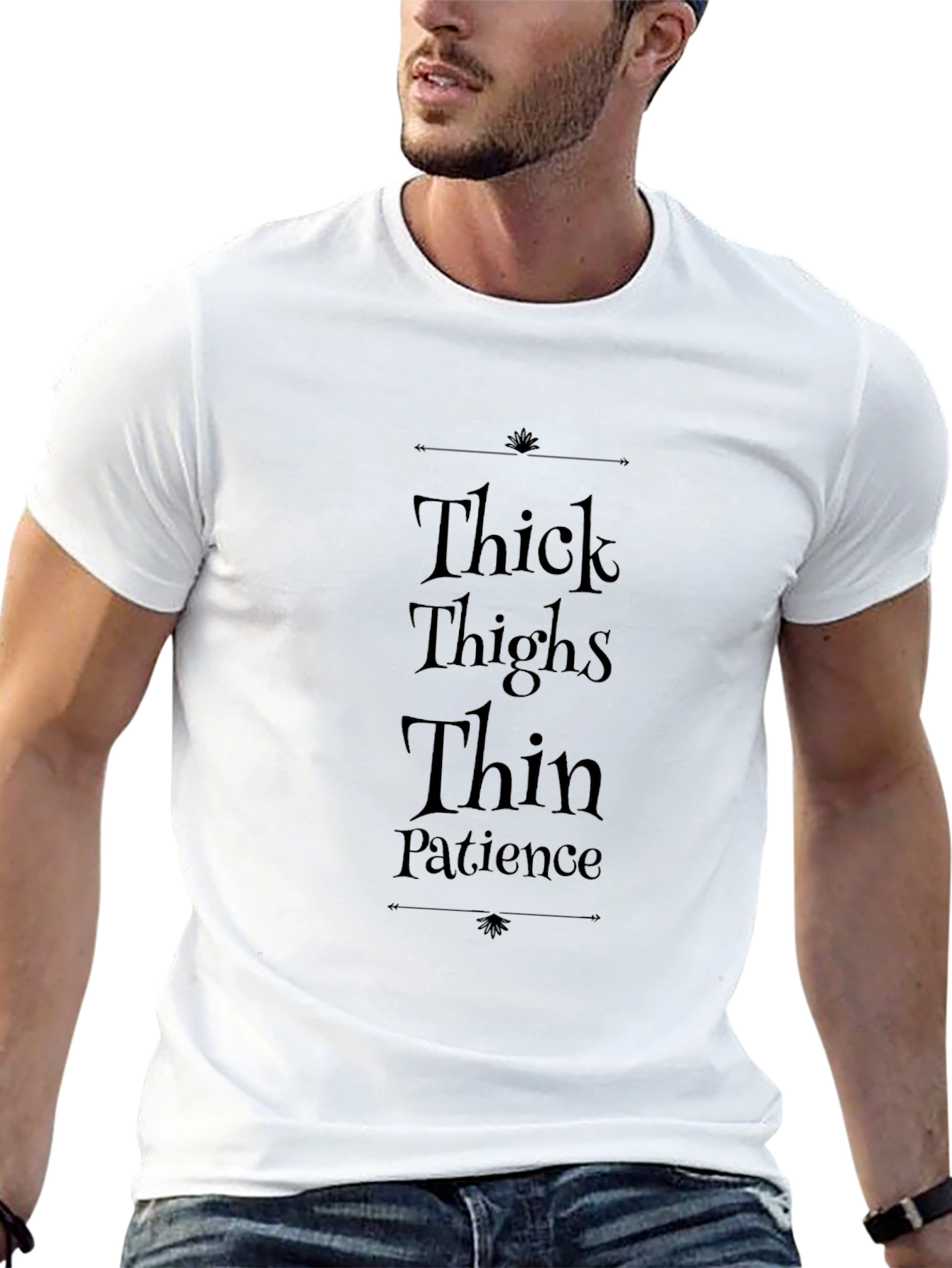 Thick Thighs Thin Patience Black Graphic T-Shirt