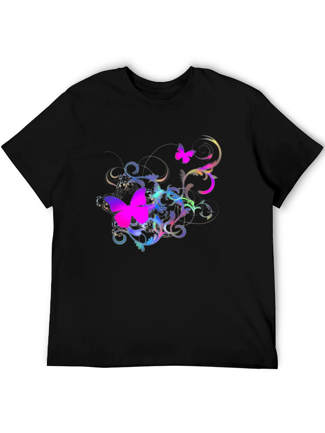 Butterfly Swirl Graphic Black T-Shirt