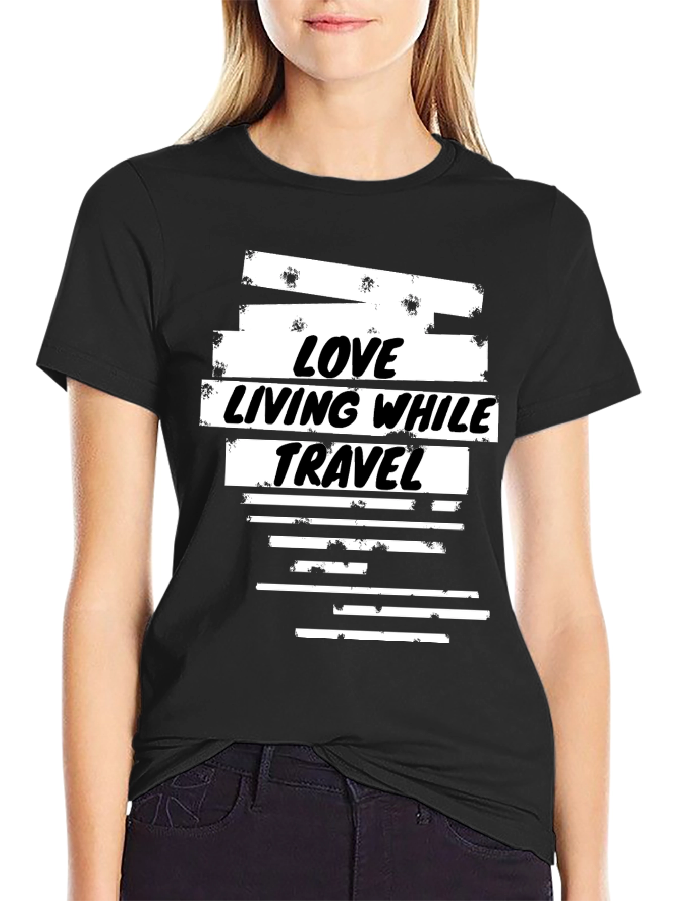 Love Living While Travel Black T-Shirt