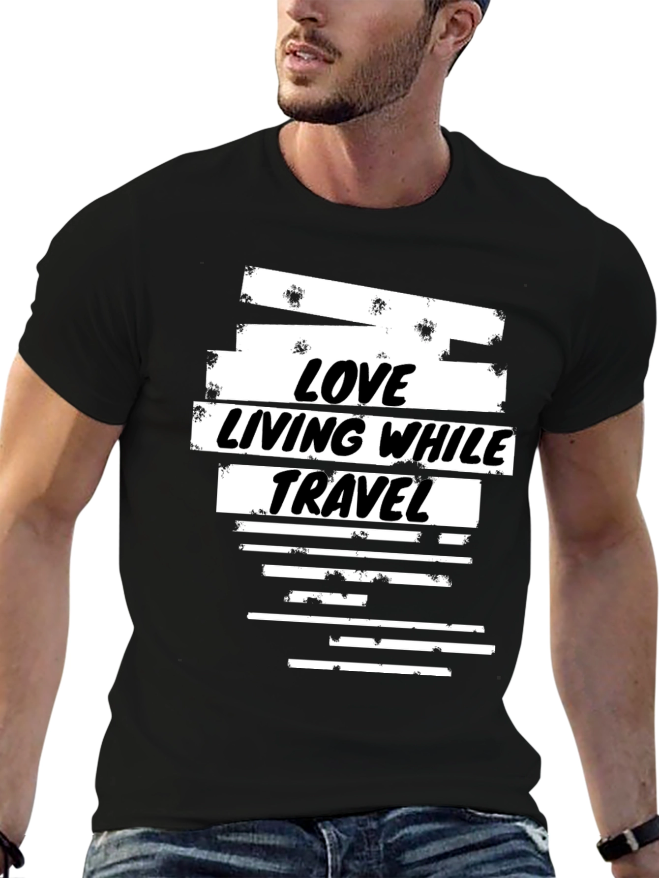 Love Living While Travel Black T-Shirt
