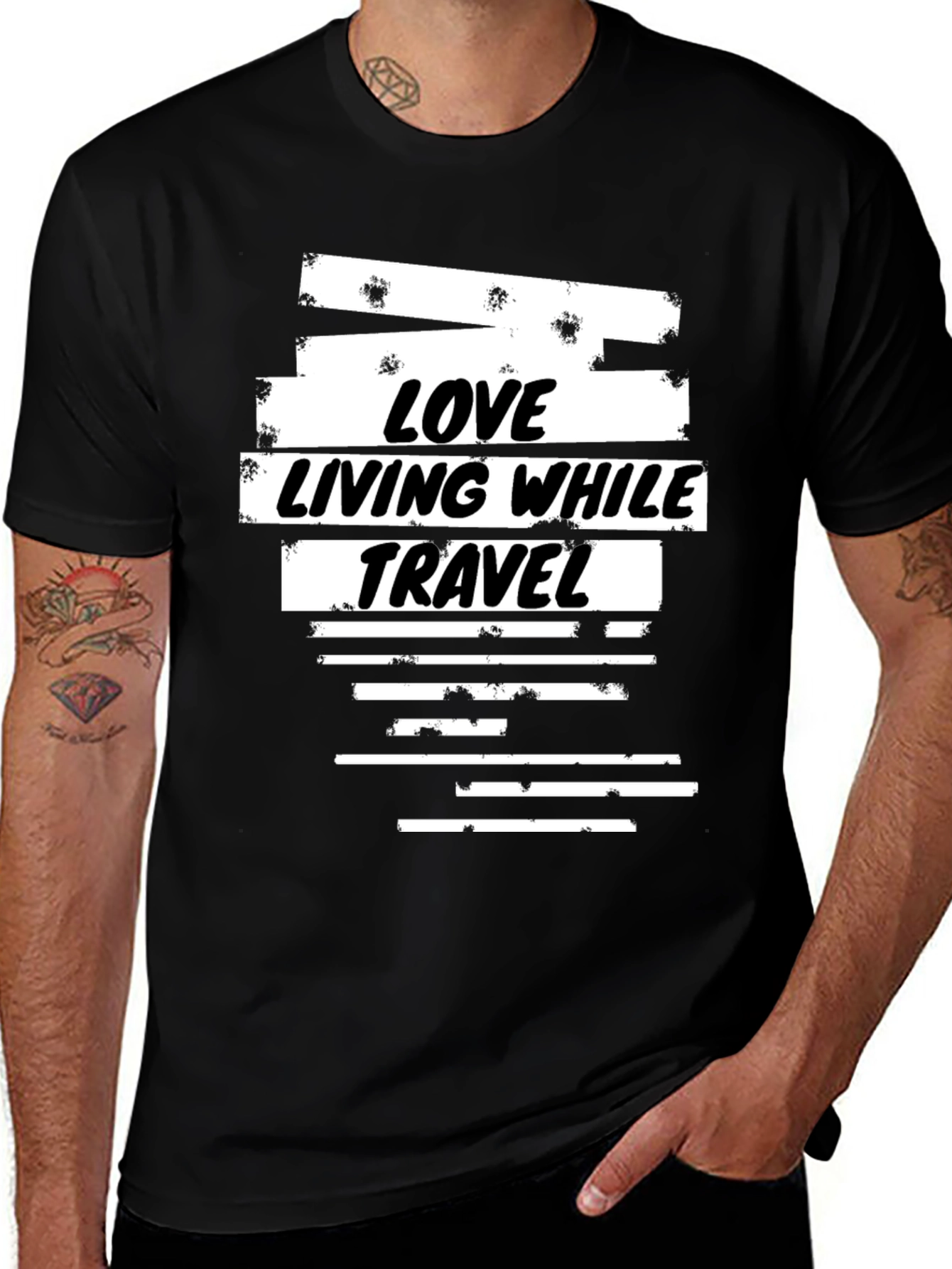 Love Living While Travel Black T-Shirt