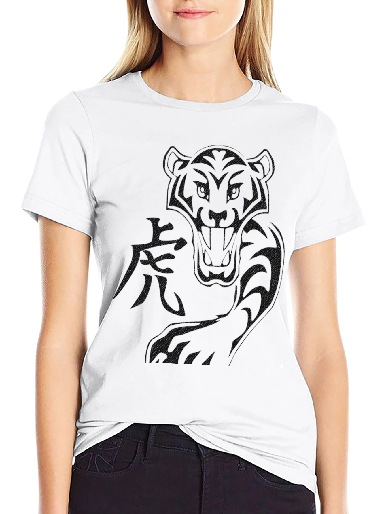 Black Tiger Graphic Print Mens T-Shirt