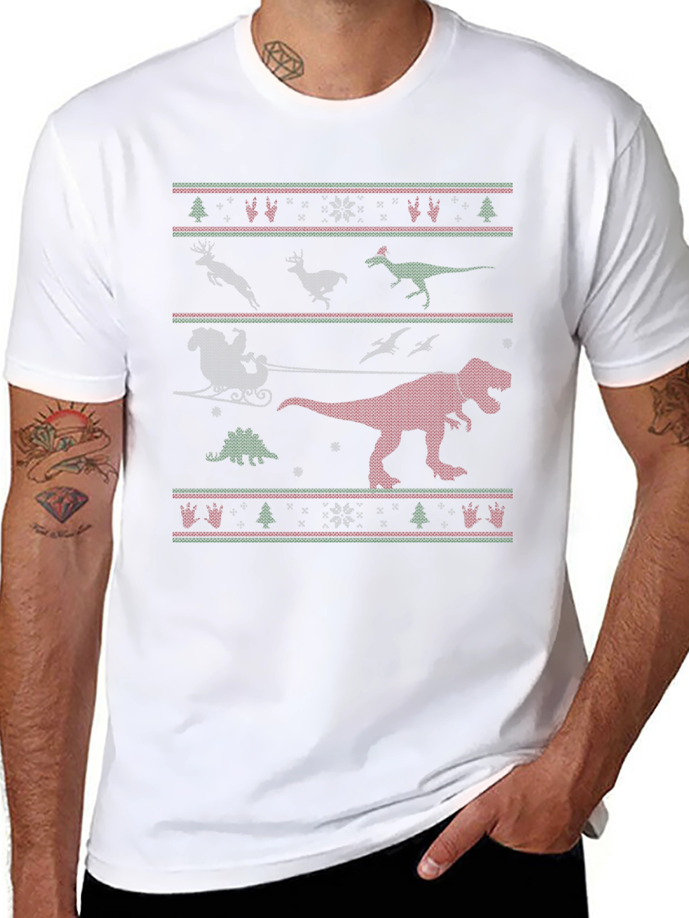 Festive Dinosaur Christmas T-Shirt