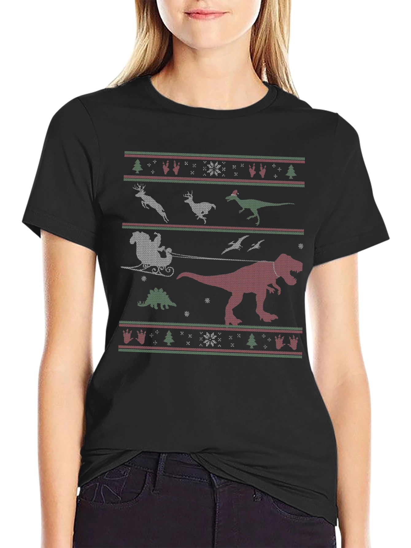 Festive Dinosaur Christmas T-Shirt
