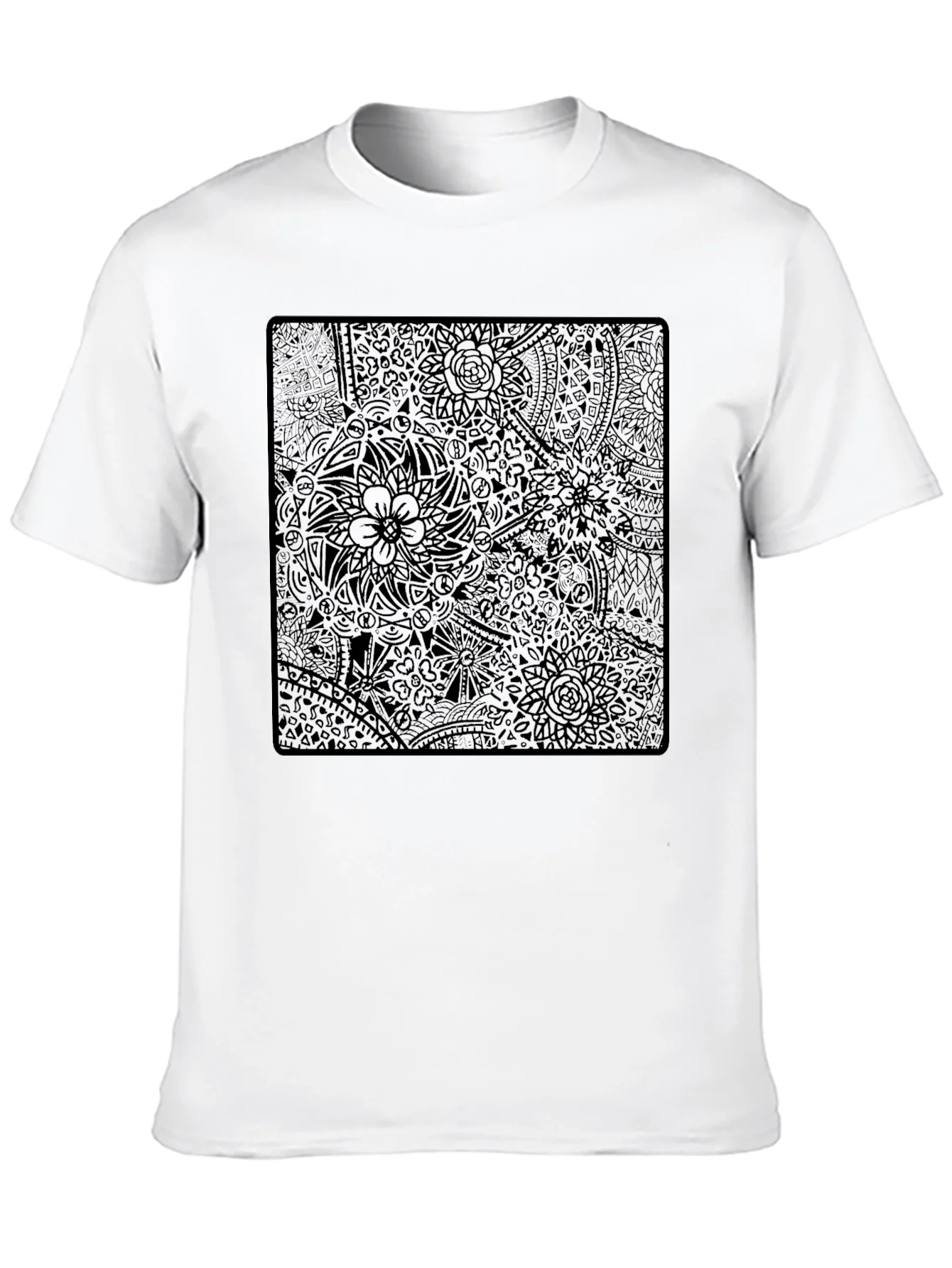 Abstract Floral Print Black T-Shirt
