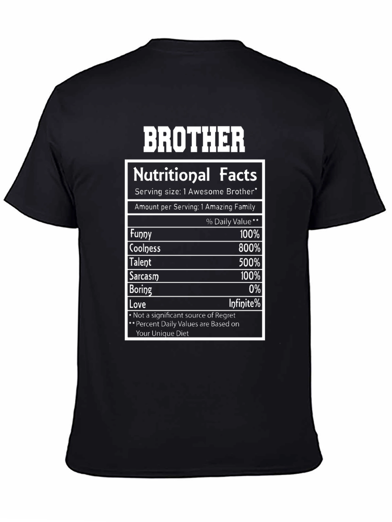 Brother Nutritional Facts Black T-Shirt