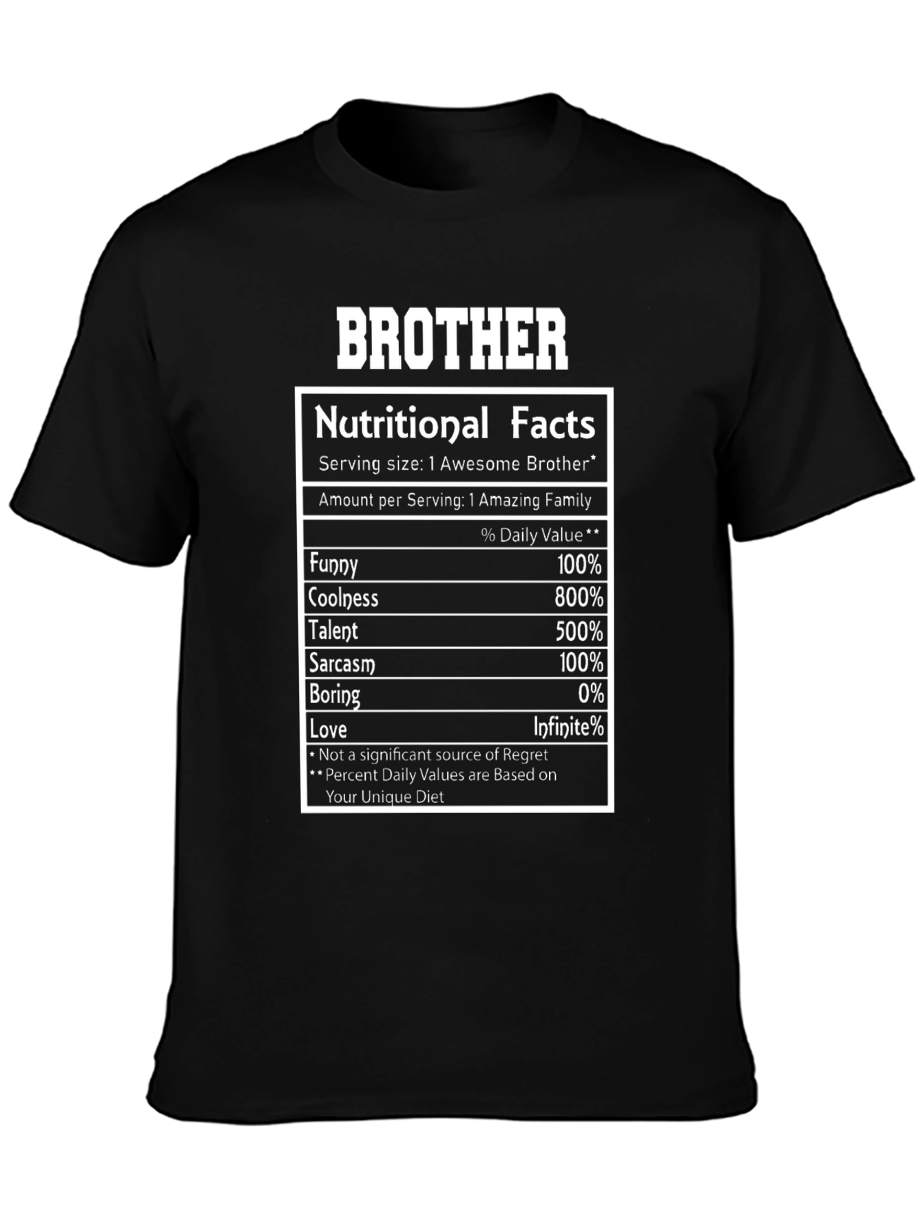 Brother Nutritional Facts Black T-Shirt