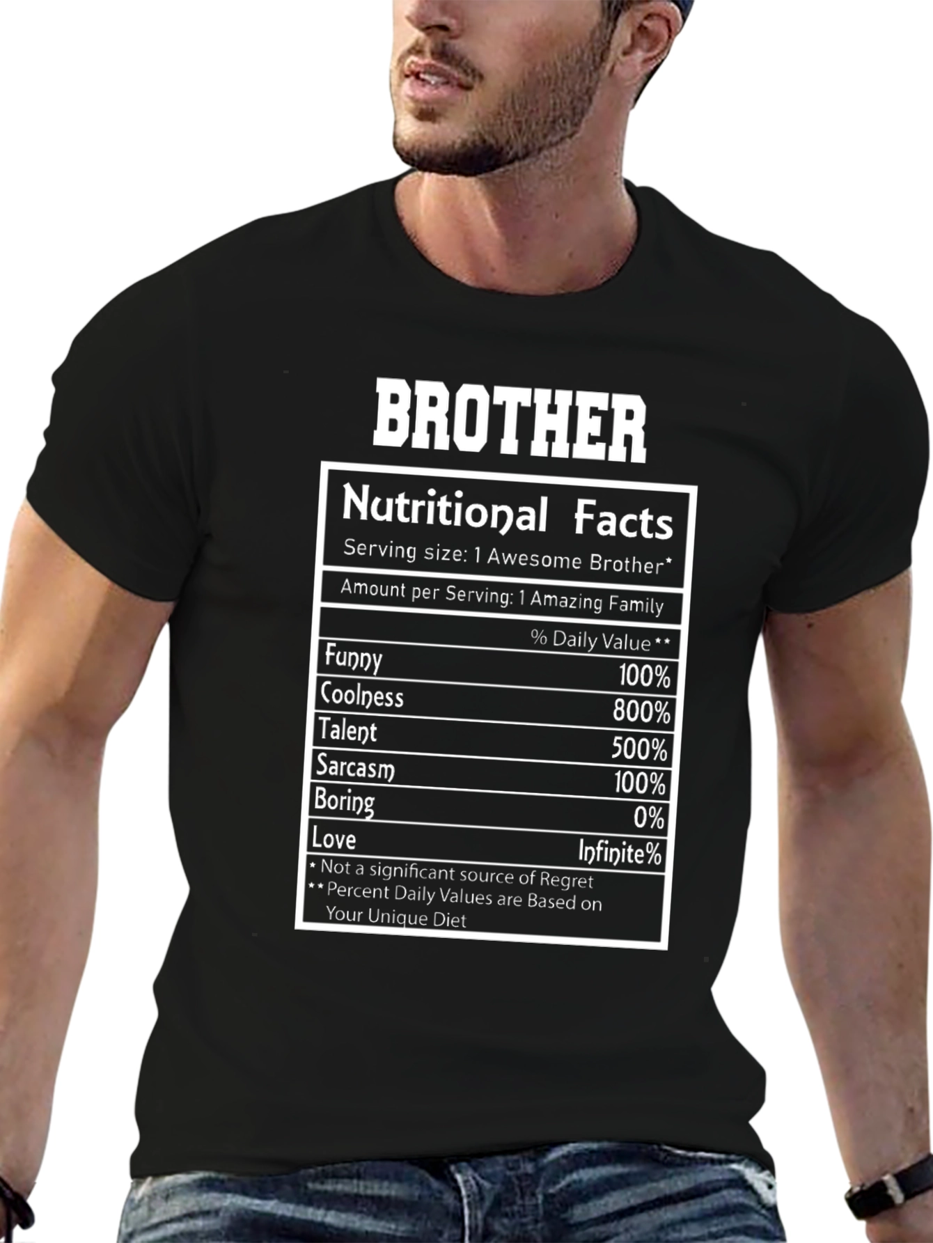 Brother Nutritional Facts Black T-Shirt