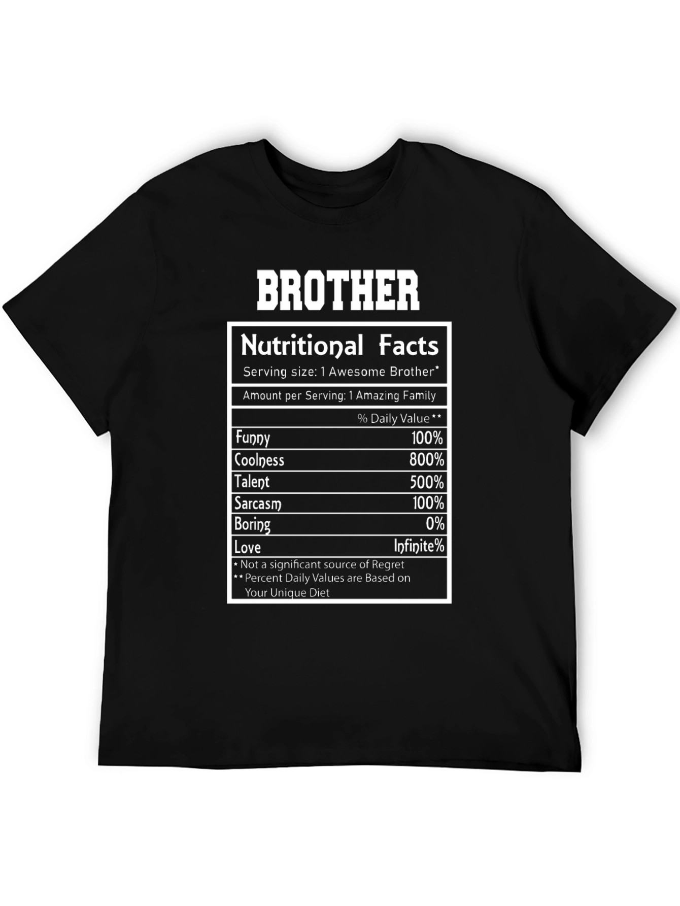 Brother Nutritional Facts Black T-Shirt