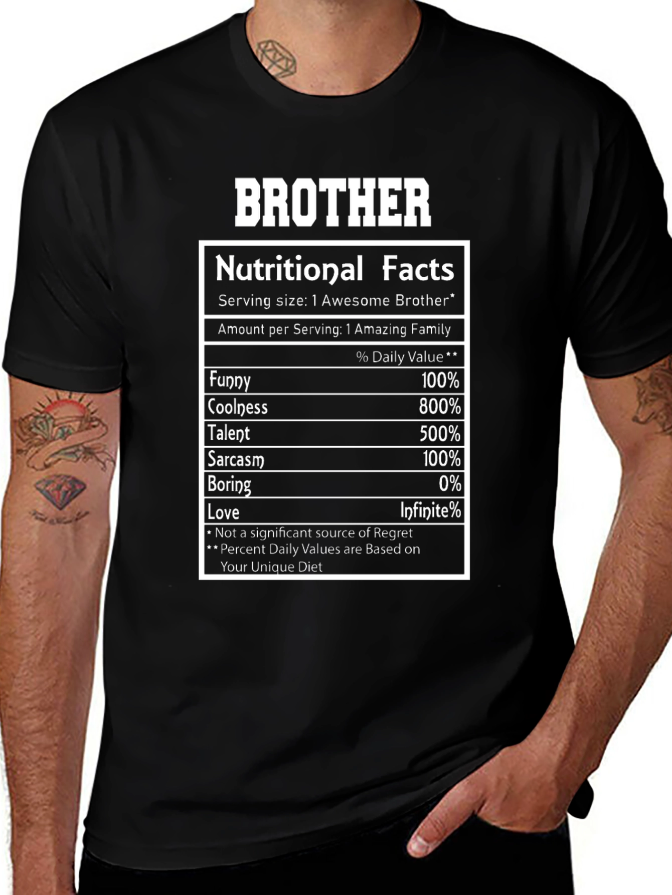 Brother Nutritional Facts Black T-Shirt