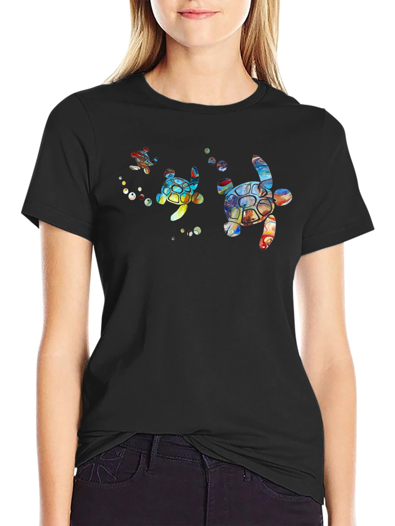 Turtle Graphic Print Crew Neck T-Shirt