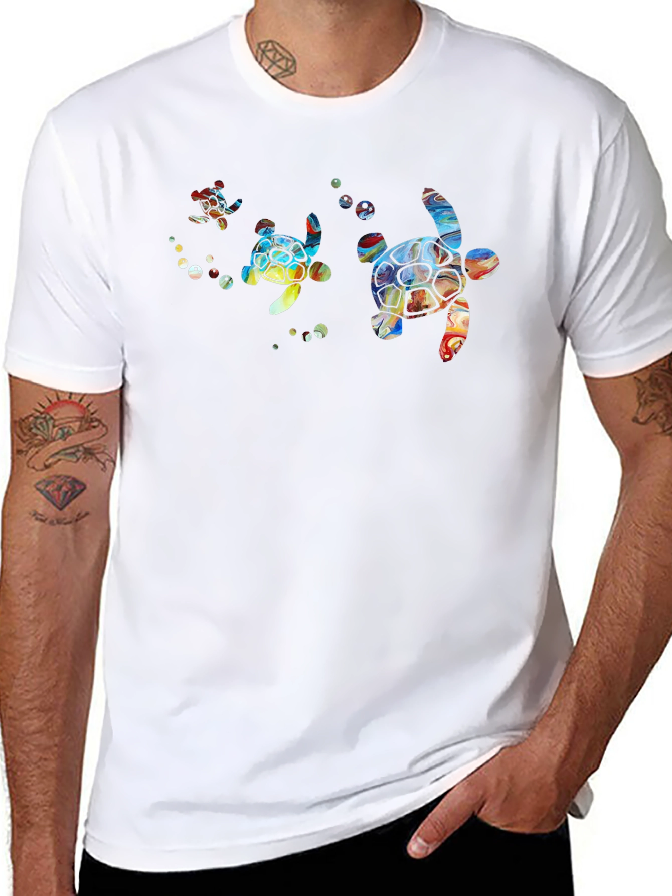 Turtle Graphic Print Crew Neck T-Shirt