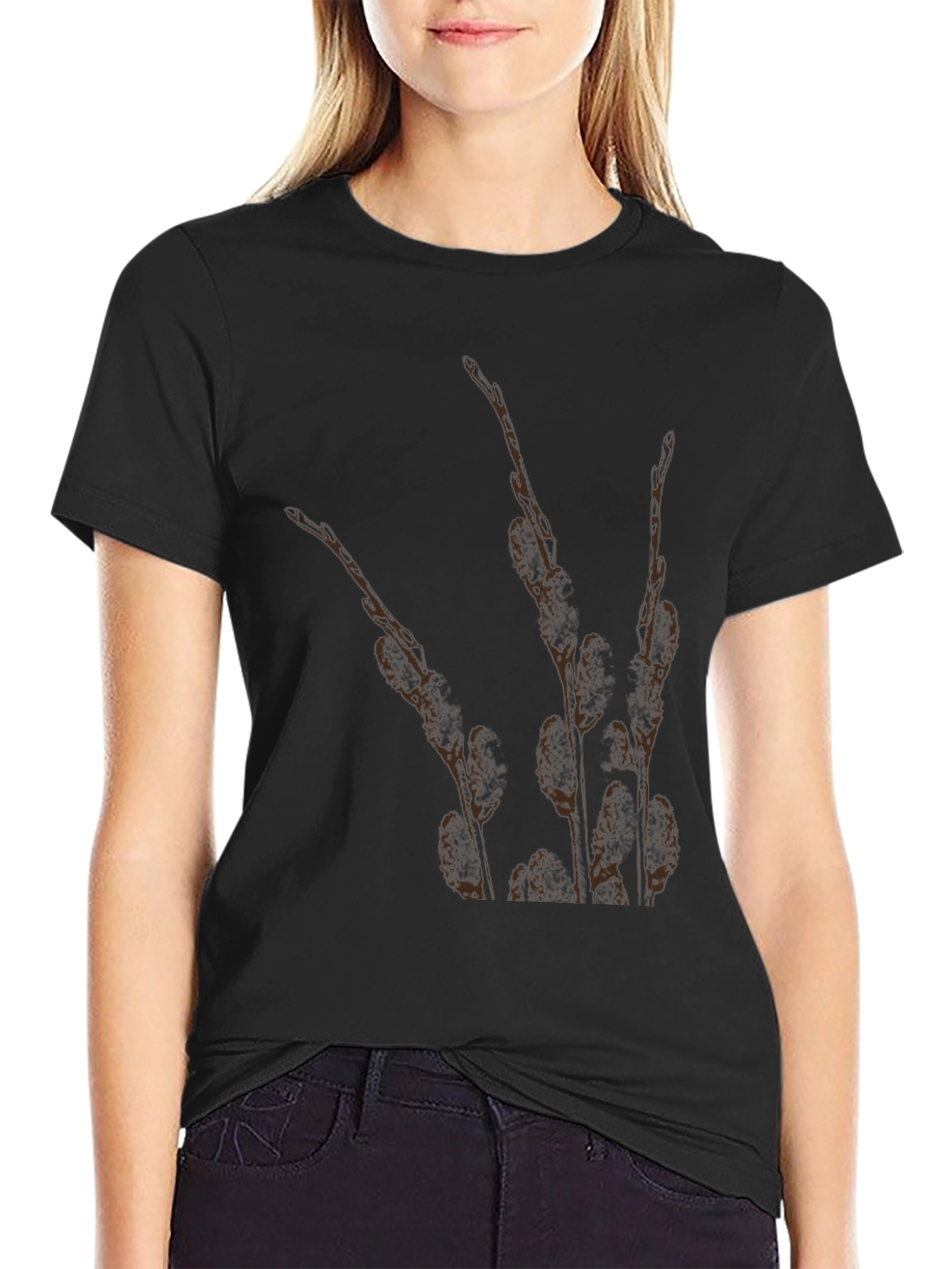 Nature Print Black T-Shirt